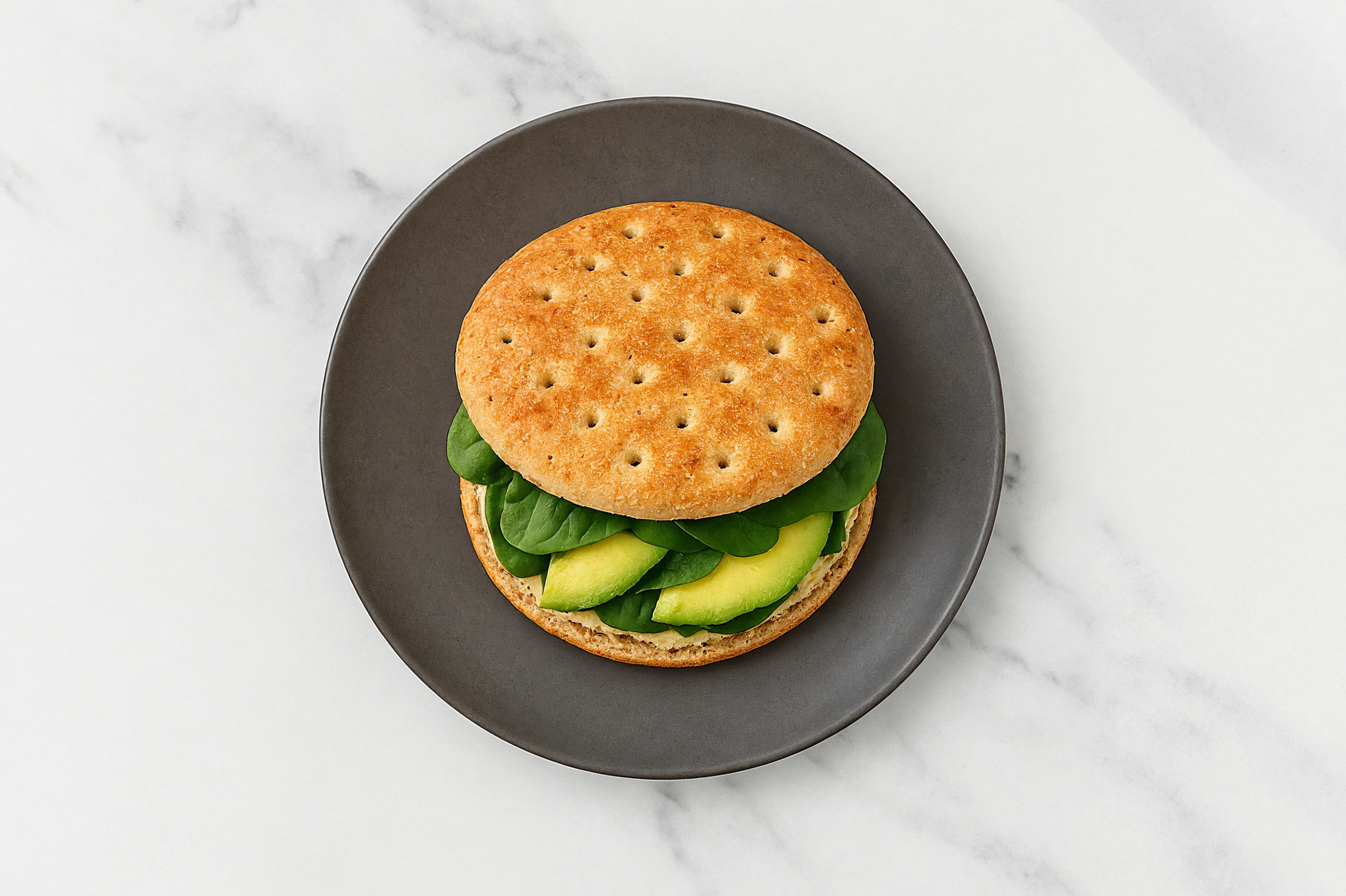 Lemon Dill Hummus + Avocado Sandwich with Baby Spinach