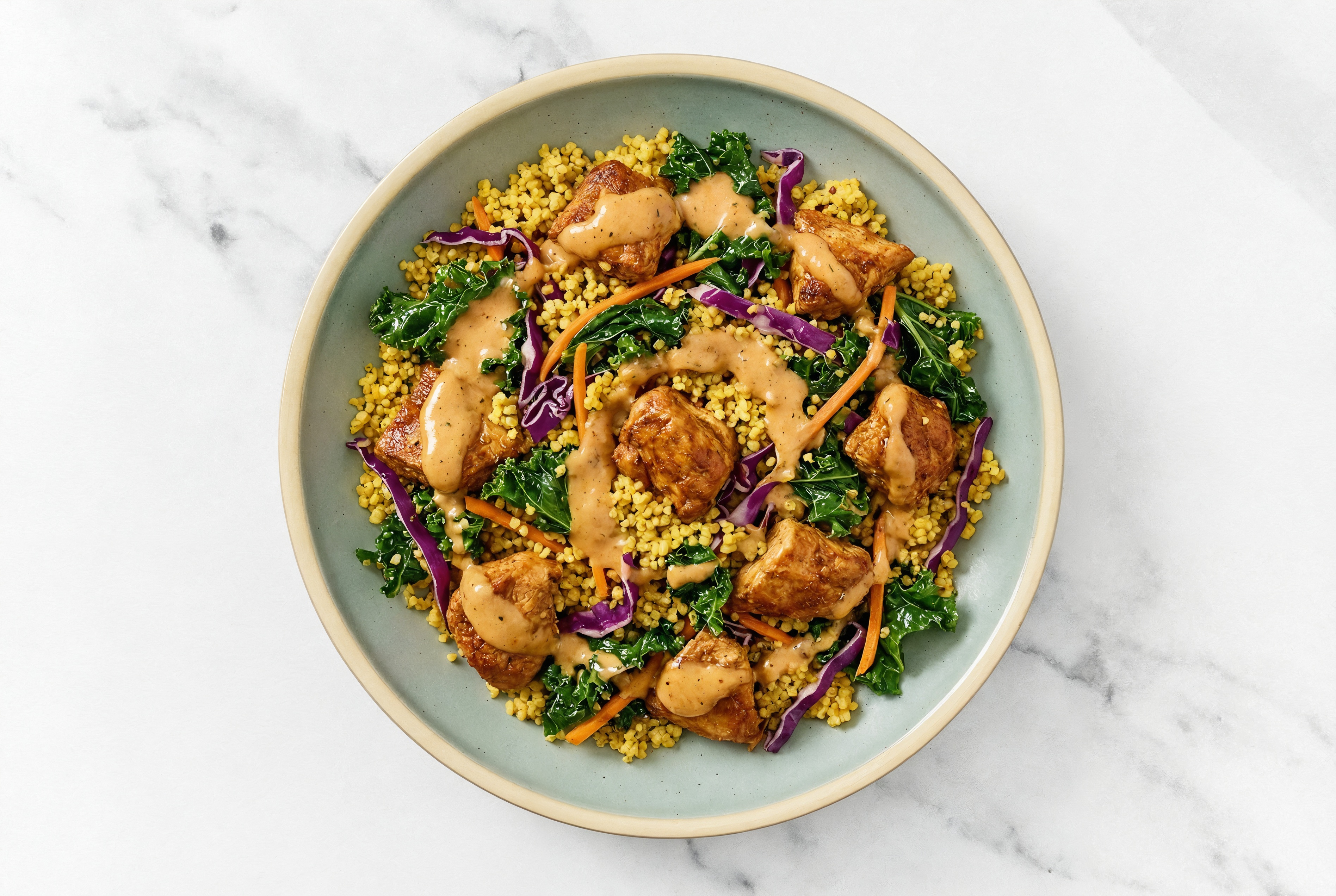 Herby Tandoori Chicken + Couscous Rainbow Bowl