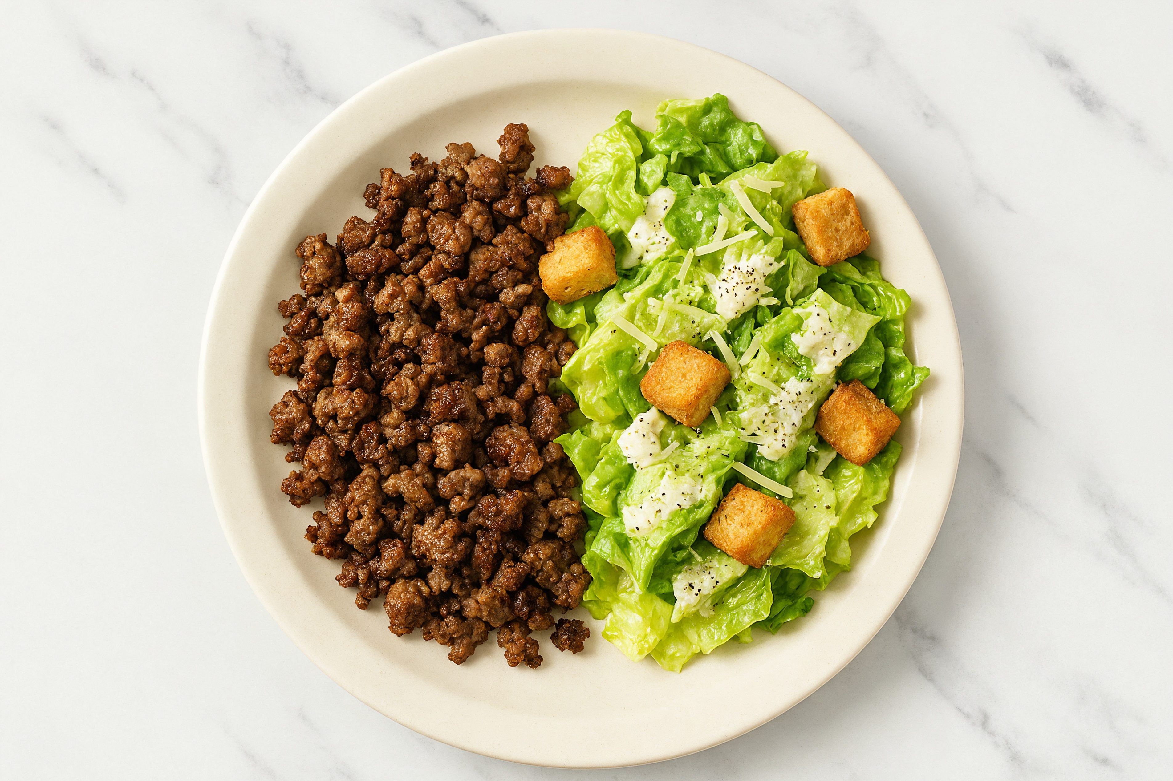 Caesar Salad with Ground Beef