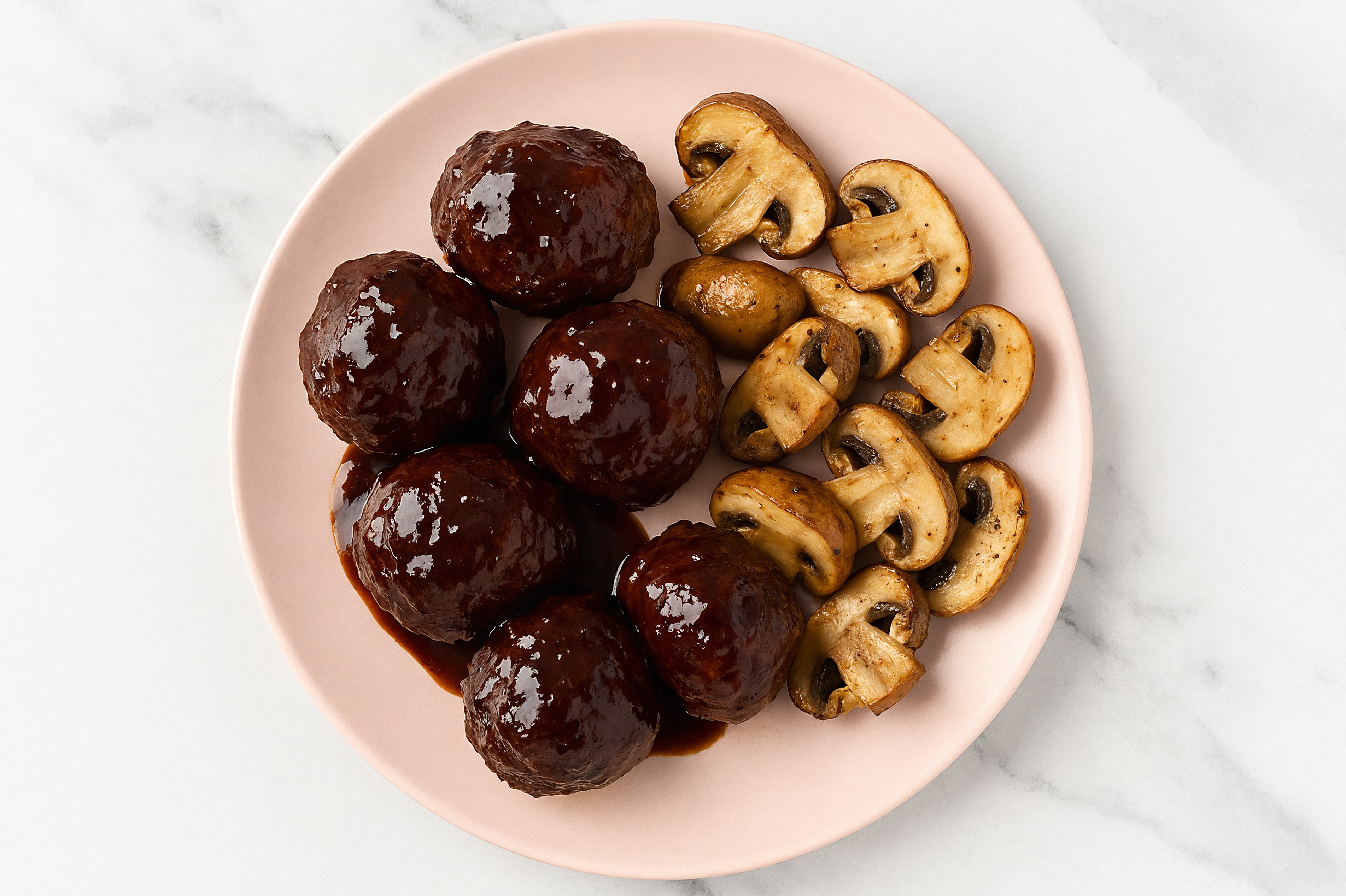 Teriyaki Baked Lamb Meatballs & Mushrooms