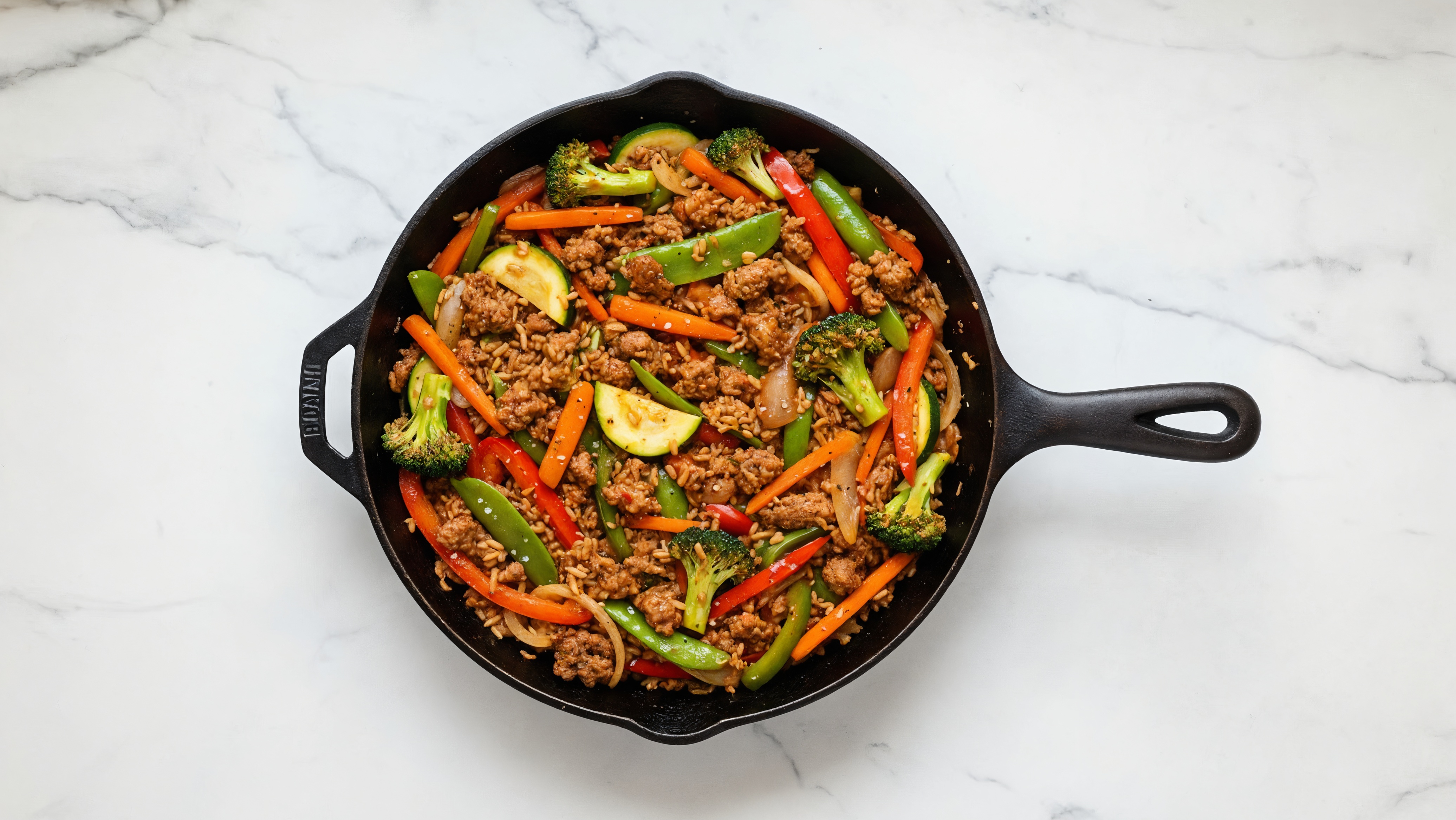 Herby Sesame Ginger Veggie + Ground Beef Patties Stir-Fry