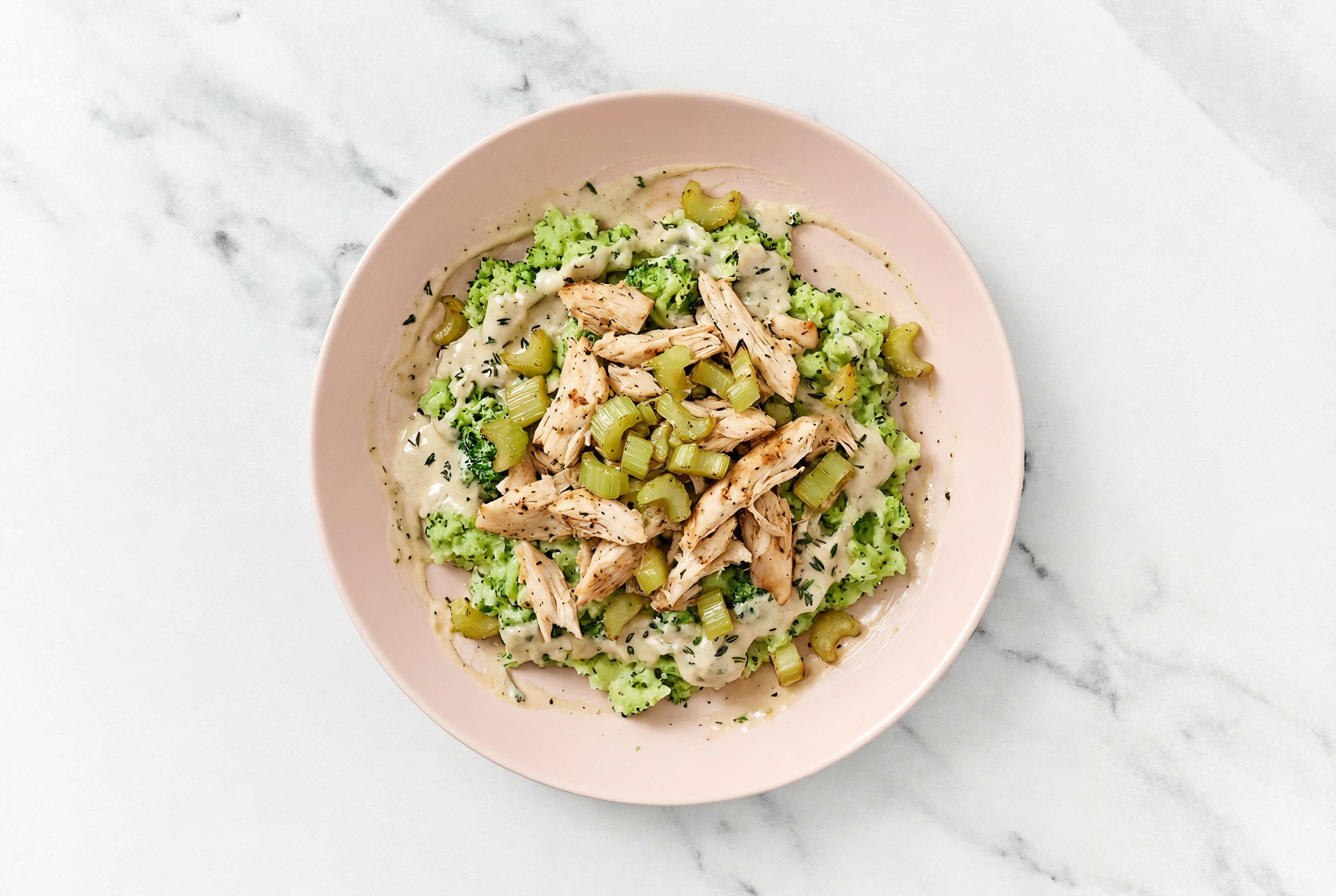 Chicken + Creamy Rosemary Mushroom Truffle Sauce Broccoli Mash