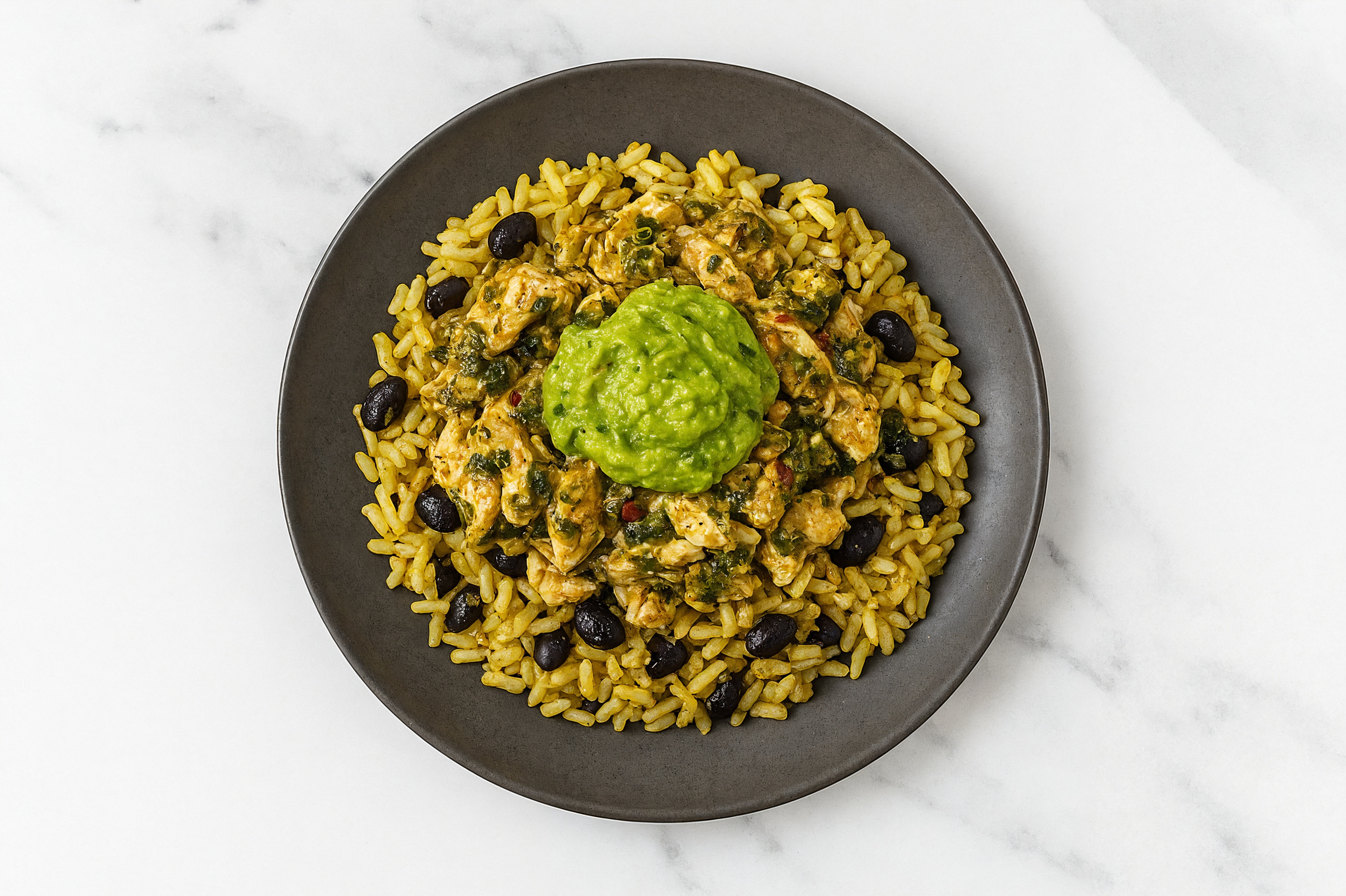 Cilantro Lime Chicken with Rice with Beans + Guac