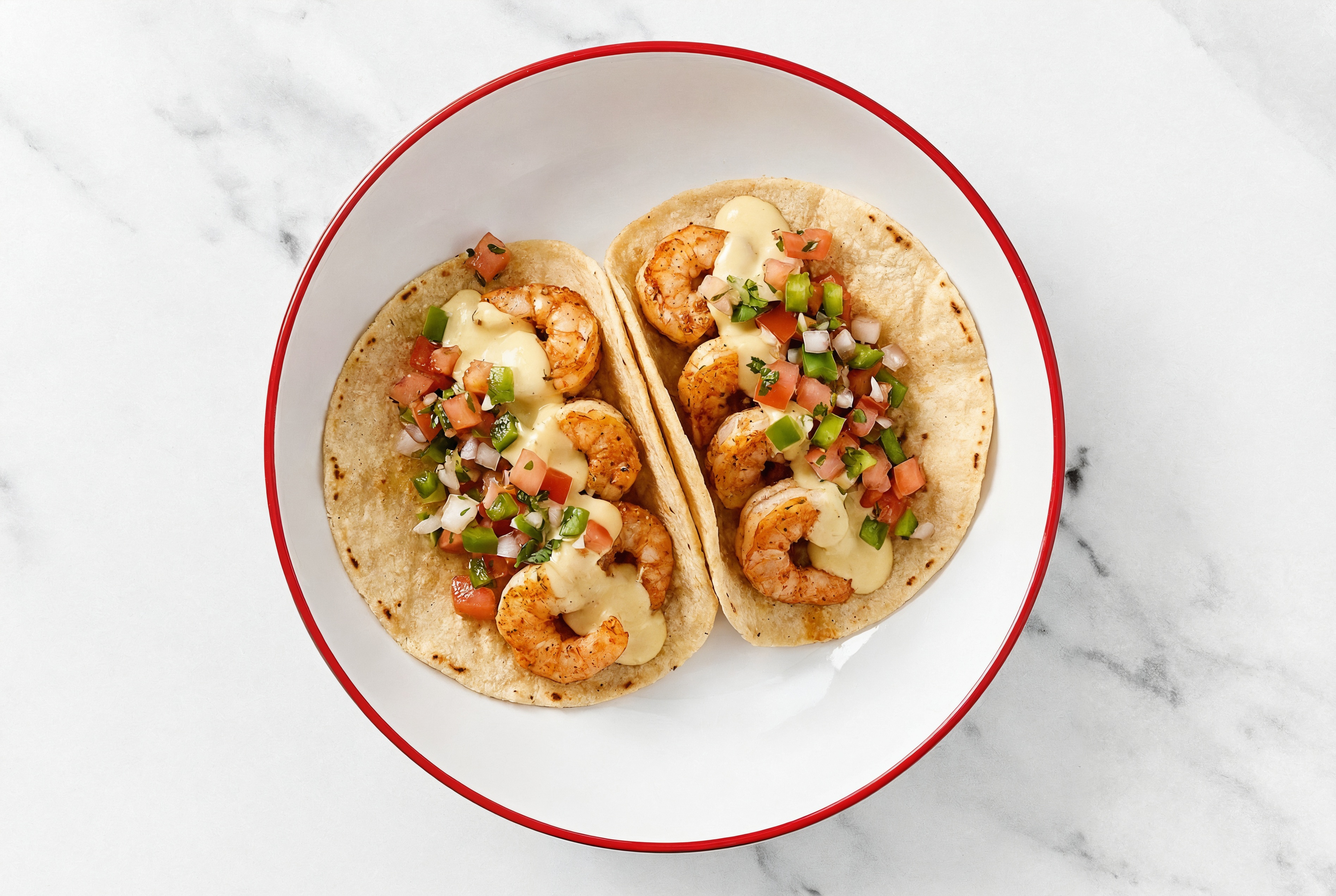 Herby Shrimp Salsa Queso Tacos