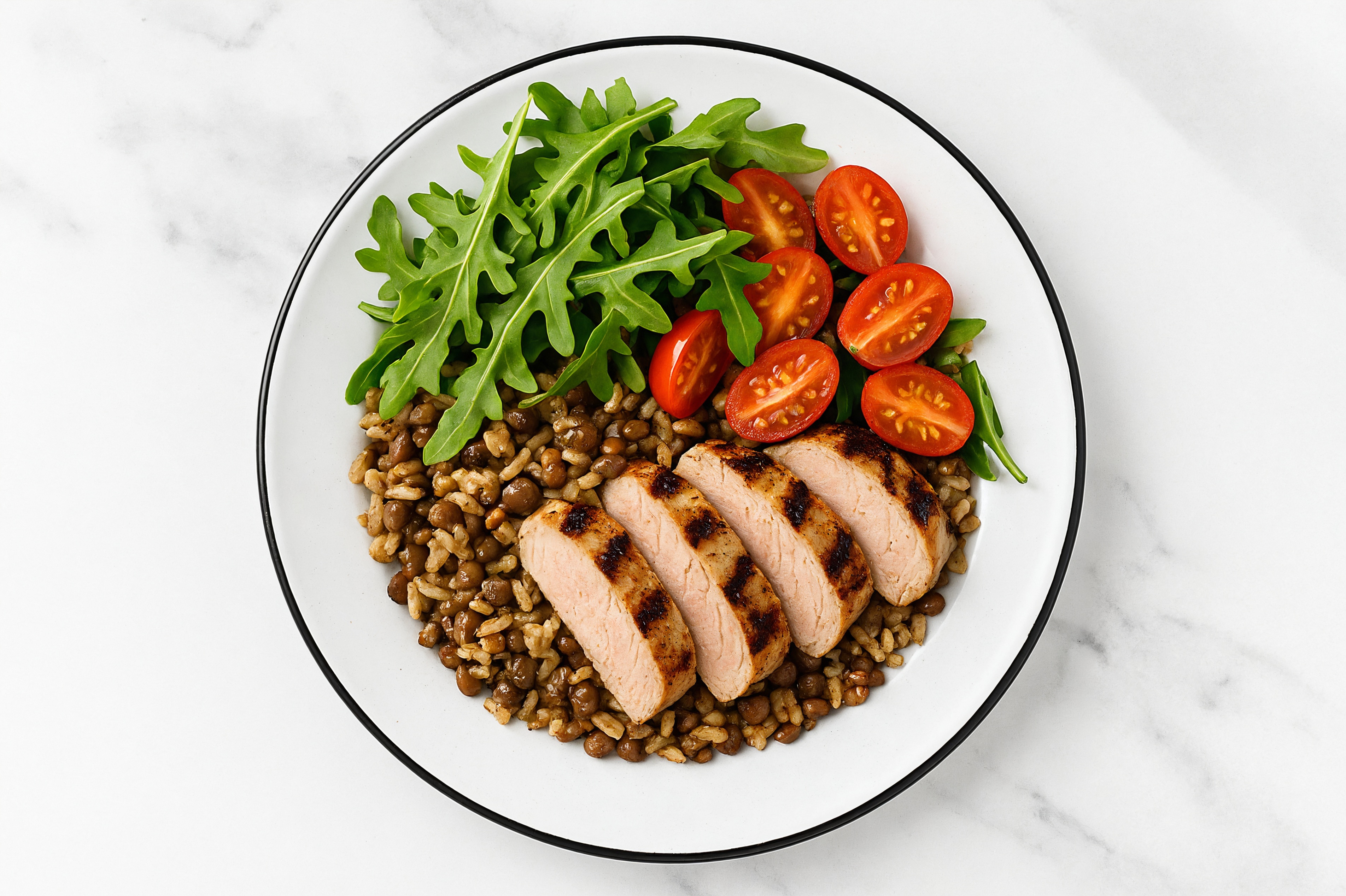 Lemony Grilled Pork Tenderloin + Arugula Power Bowl