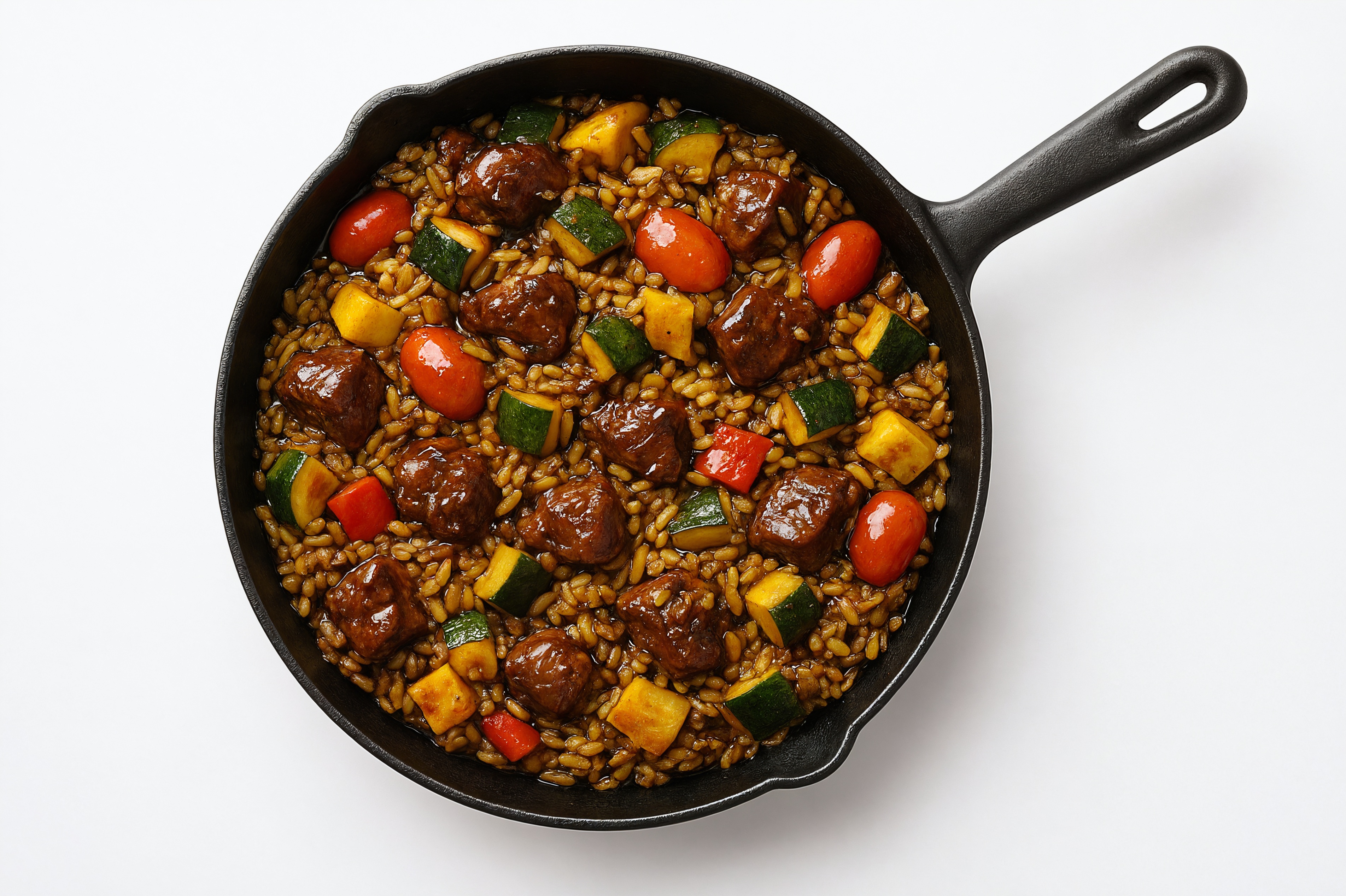 Japanese Bbq Squash + Bison Stir-Fry with Seasoned Jasmine Rice