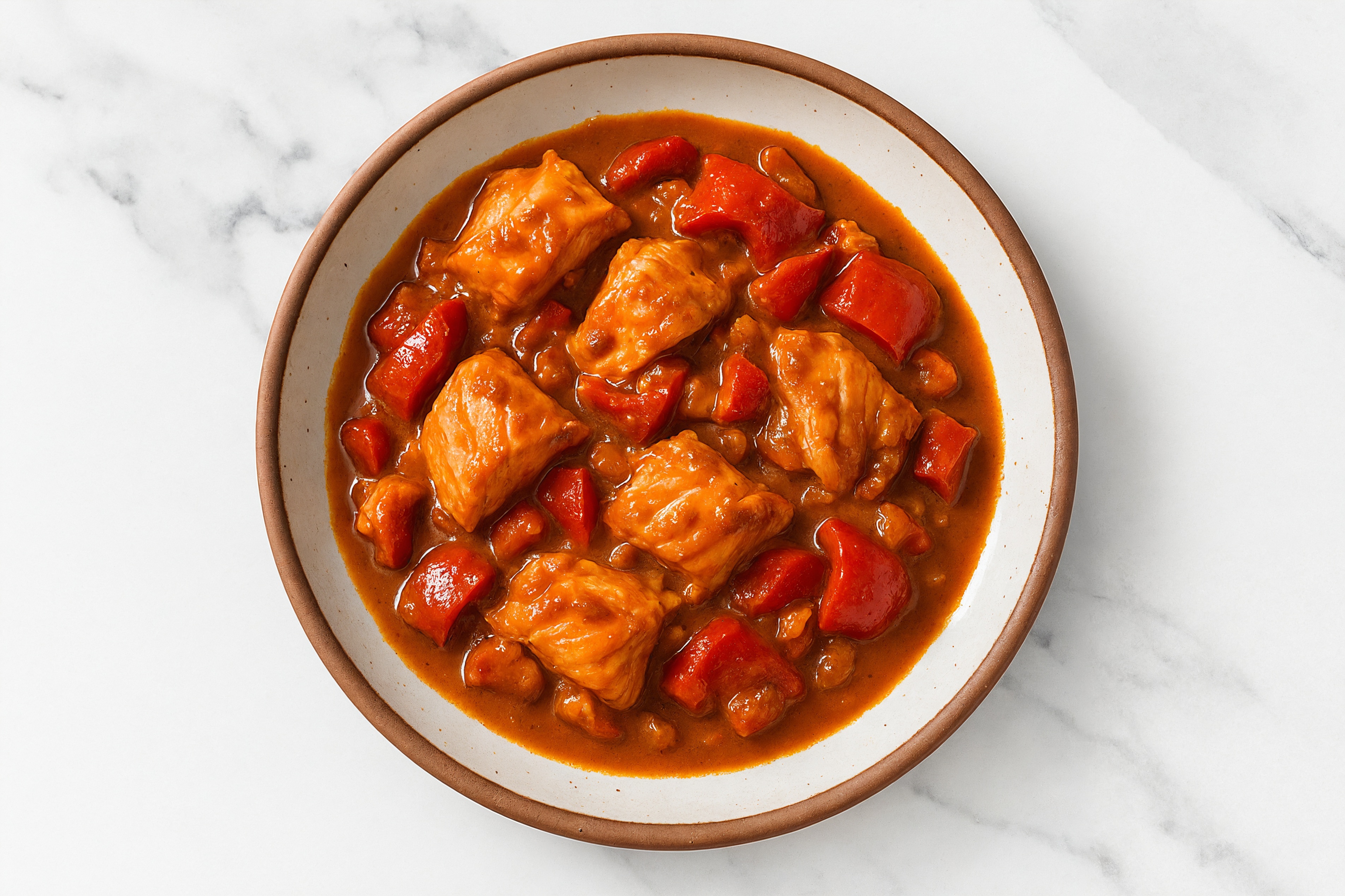 Colorful Salmon Tikka Masala Bowl with Red Bell Pepper
