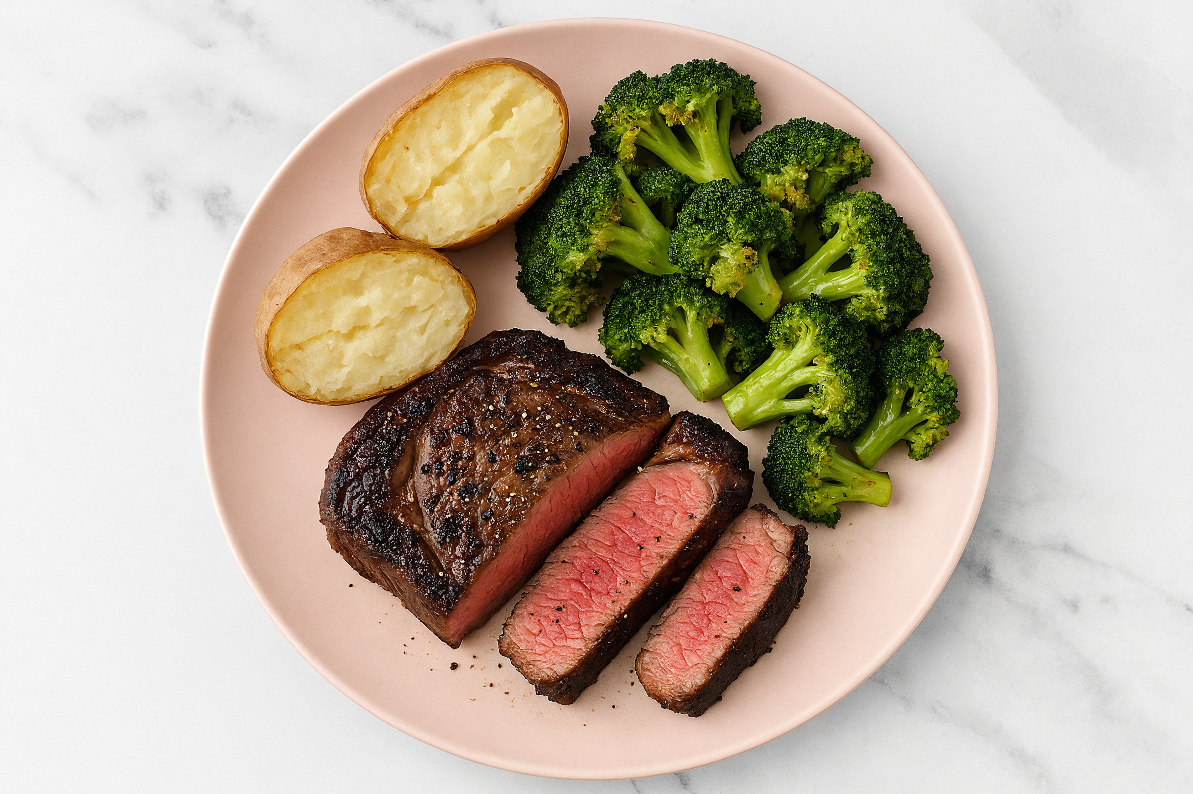  Classic Wagyu Ribeye Steak + Baked Potato with Broccoli Florets