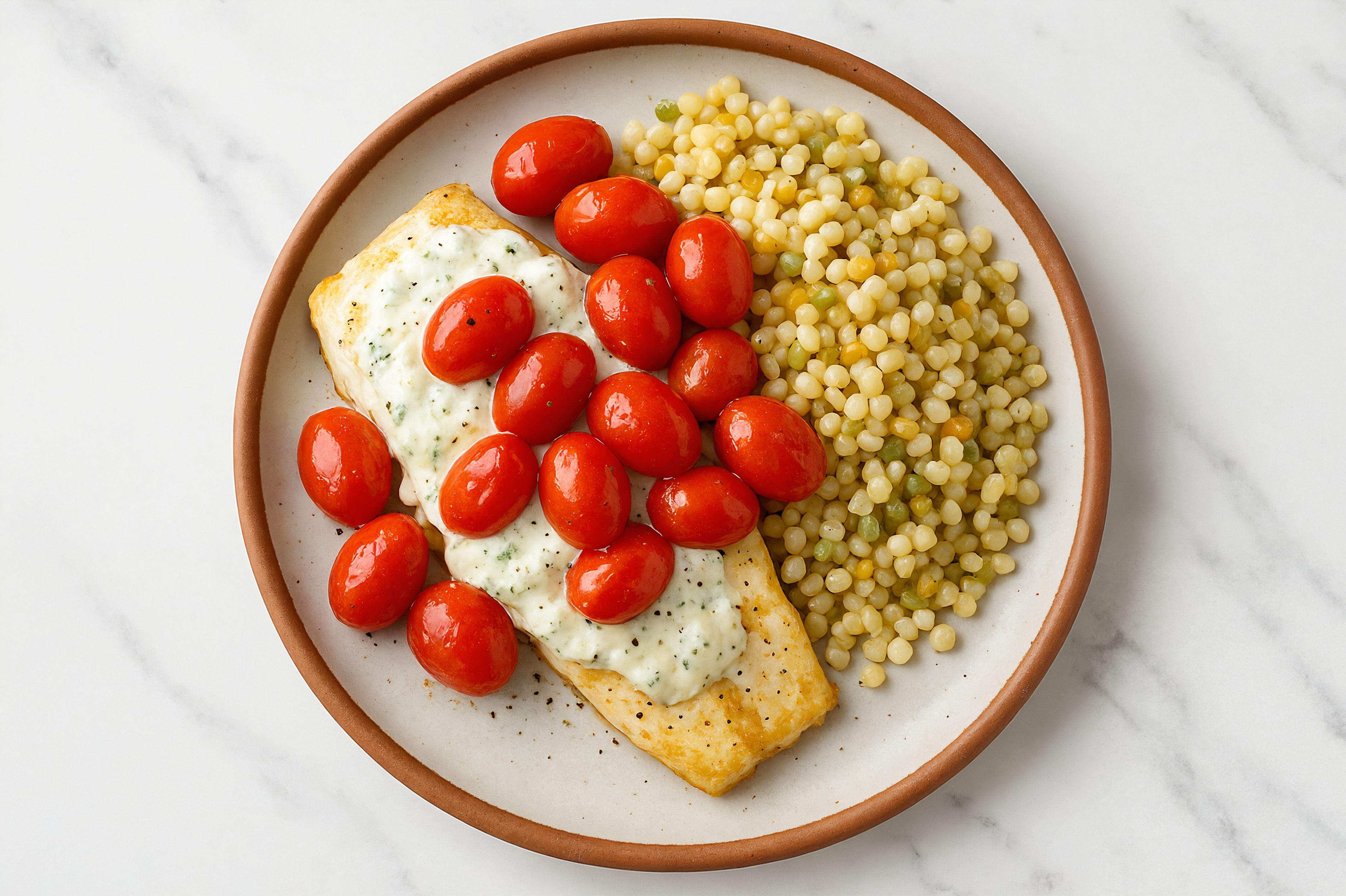 Easy-Cleanup Tzatziki Cod + Couscous