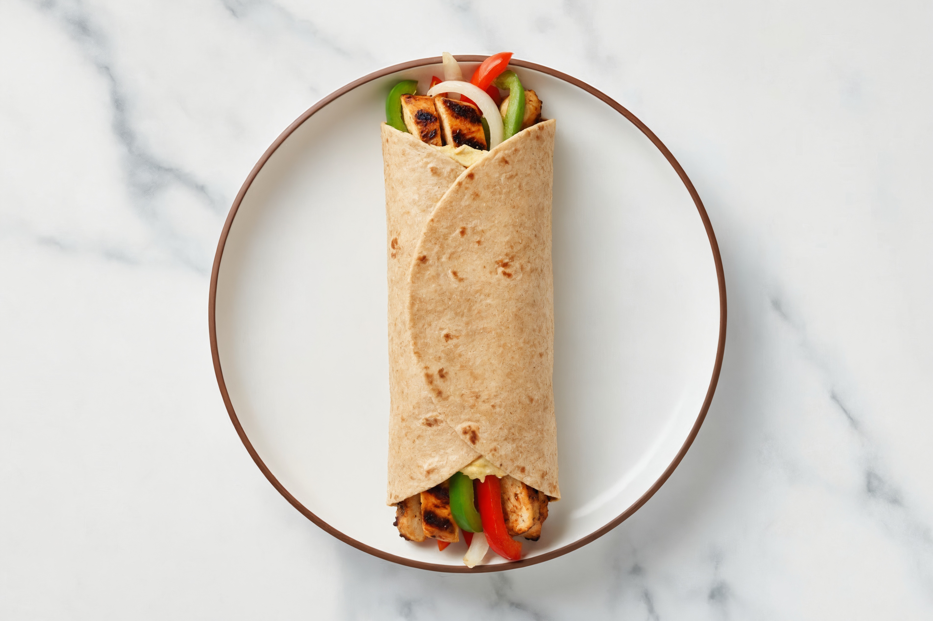 Whole Grain Lemon Garlic Hummus Seasoned Grilled Chicken Breast Wrap
