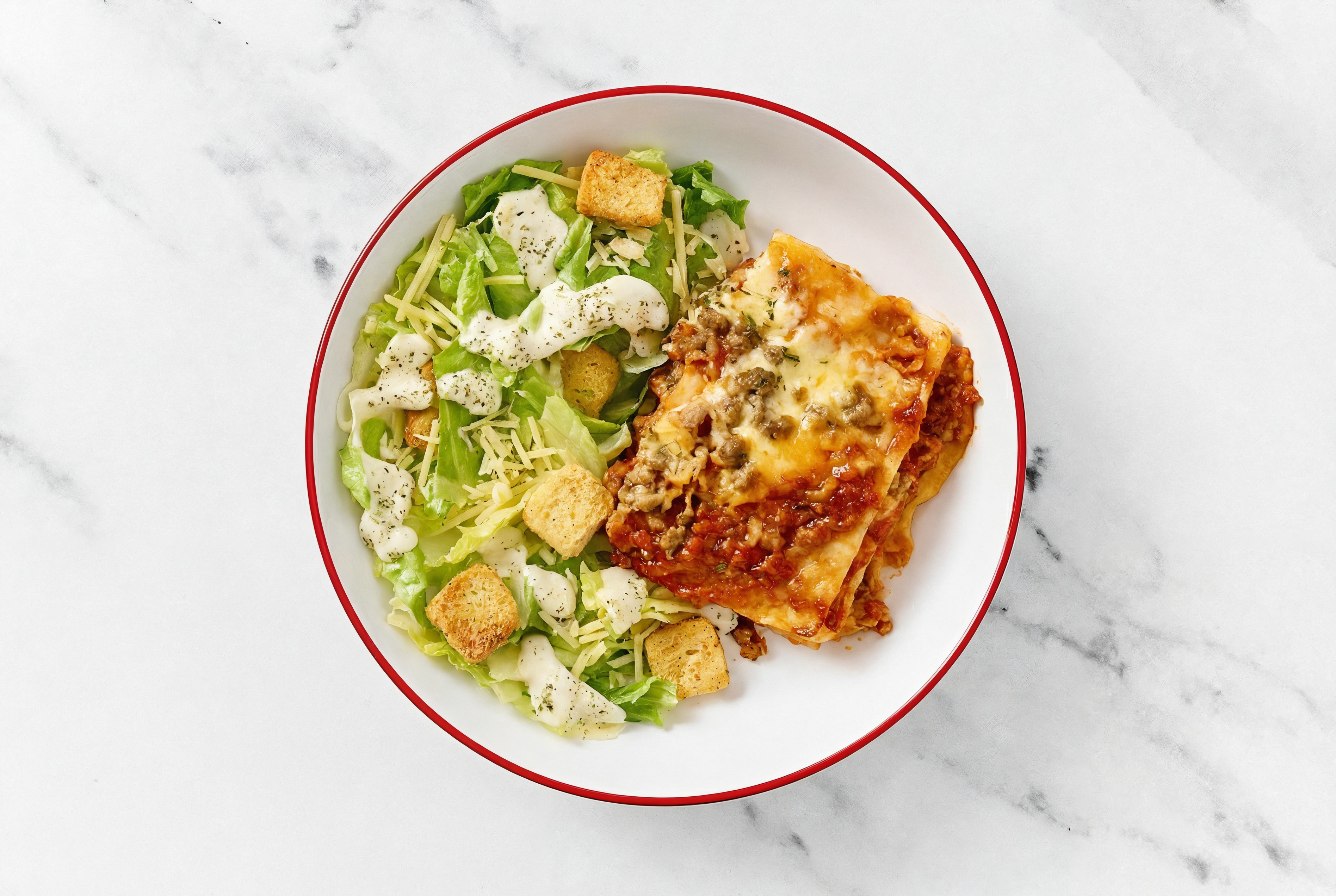 Lasagna Bolognese + Caesar Salad