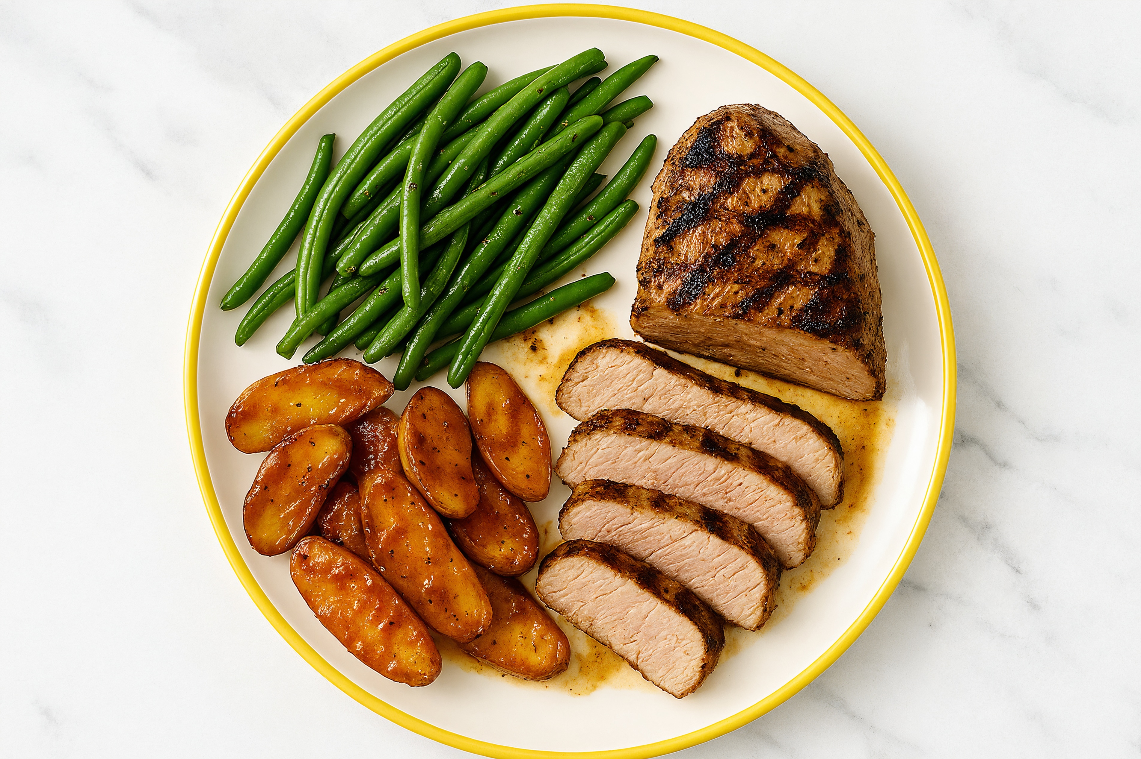 Pork Tenderloin with Hickory Potatoes + Green Beans