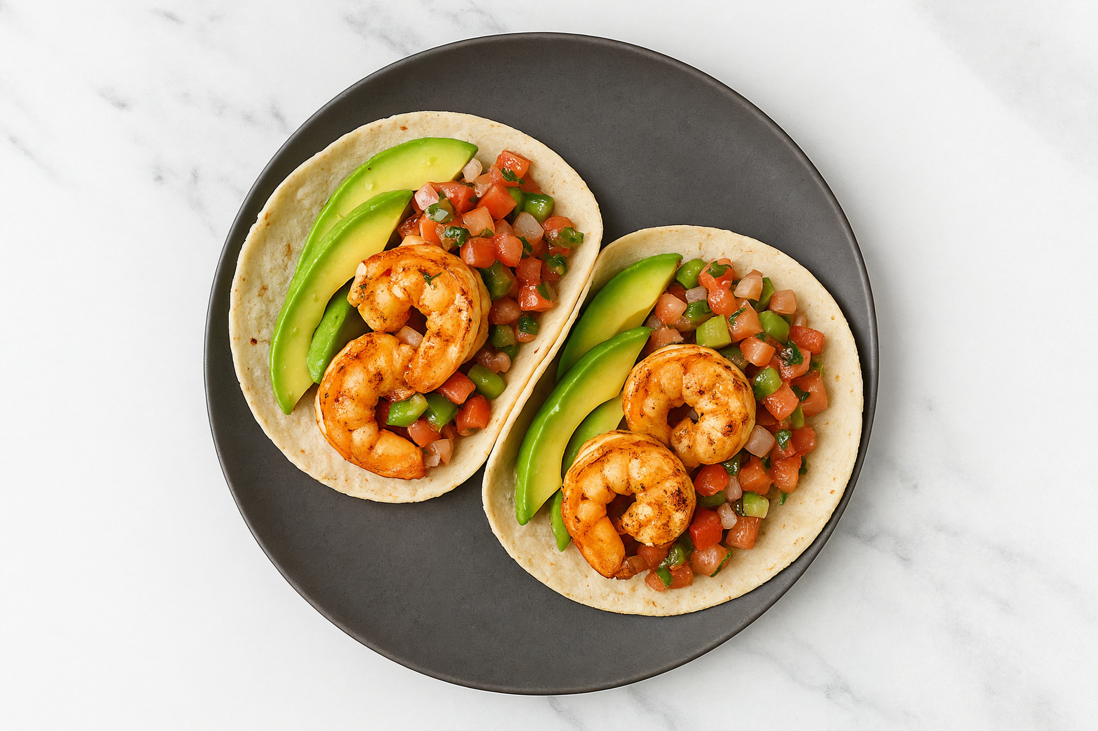 Herby Blackened Jumbo Shrimp Tacos with Salsa