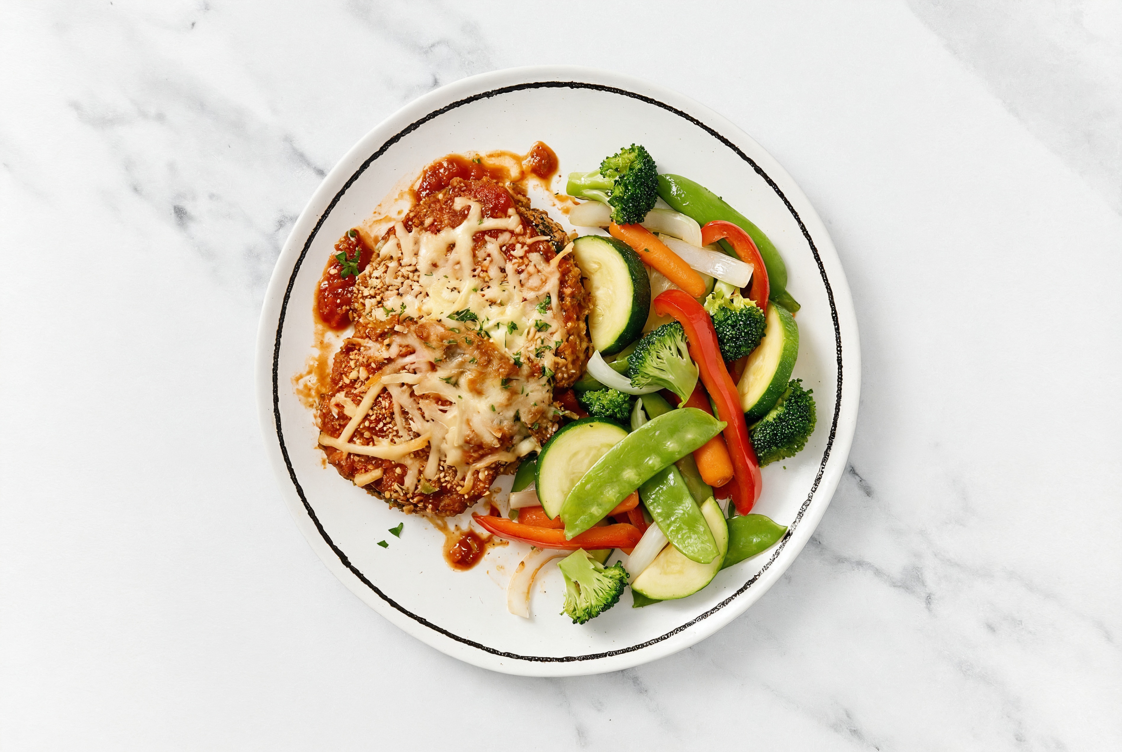 Eggplant Parmesan with Mixed Veggies