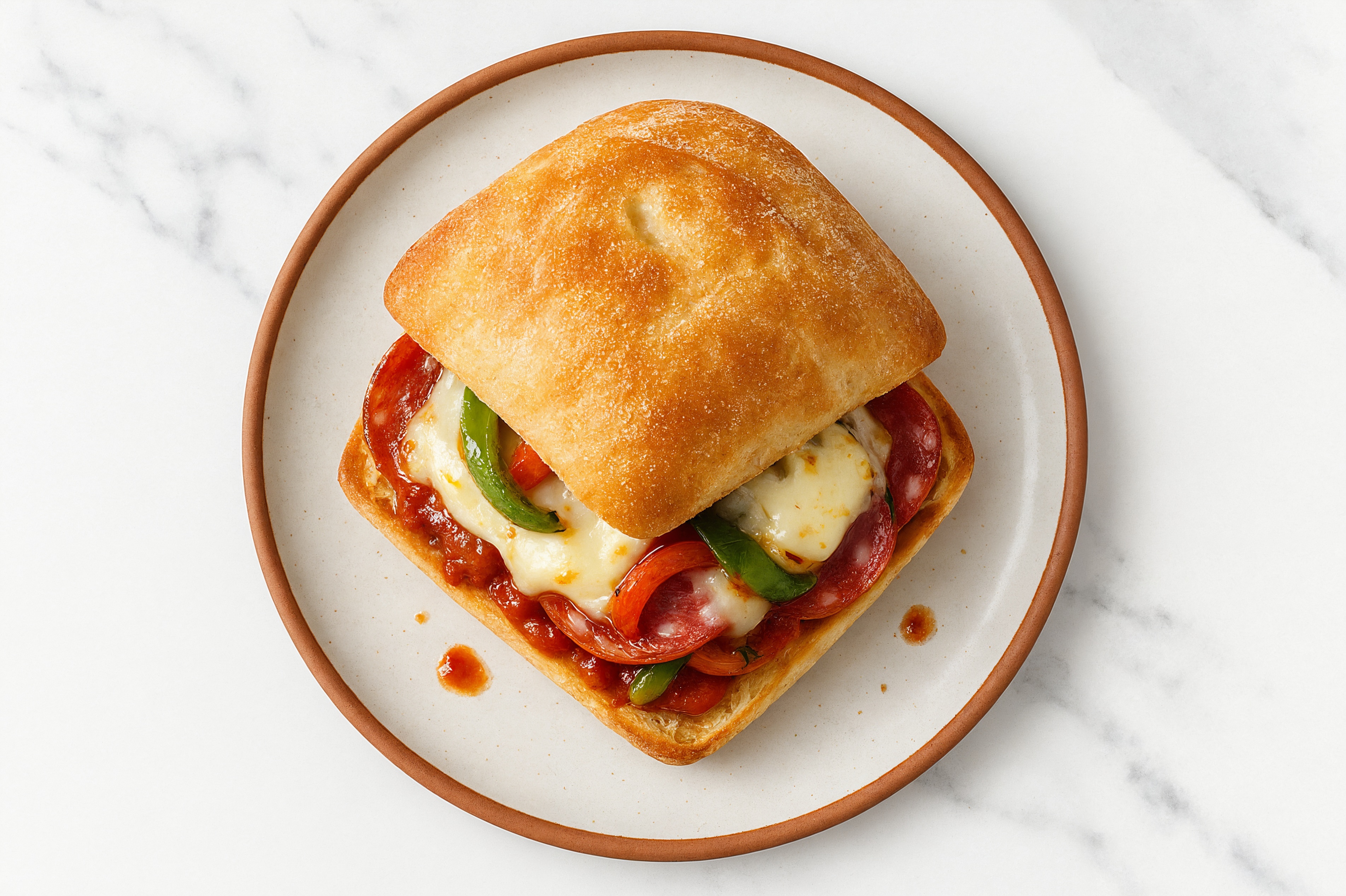 Loaded Pizza Sandwich with Mozzarella Ball