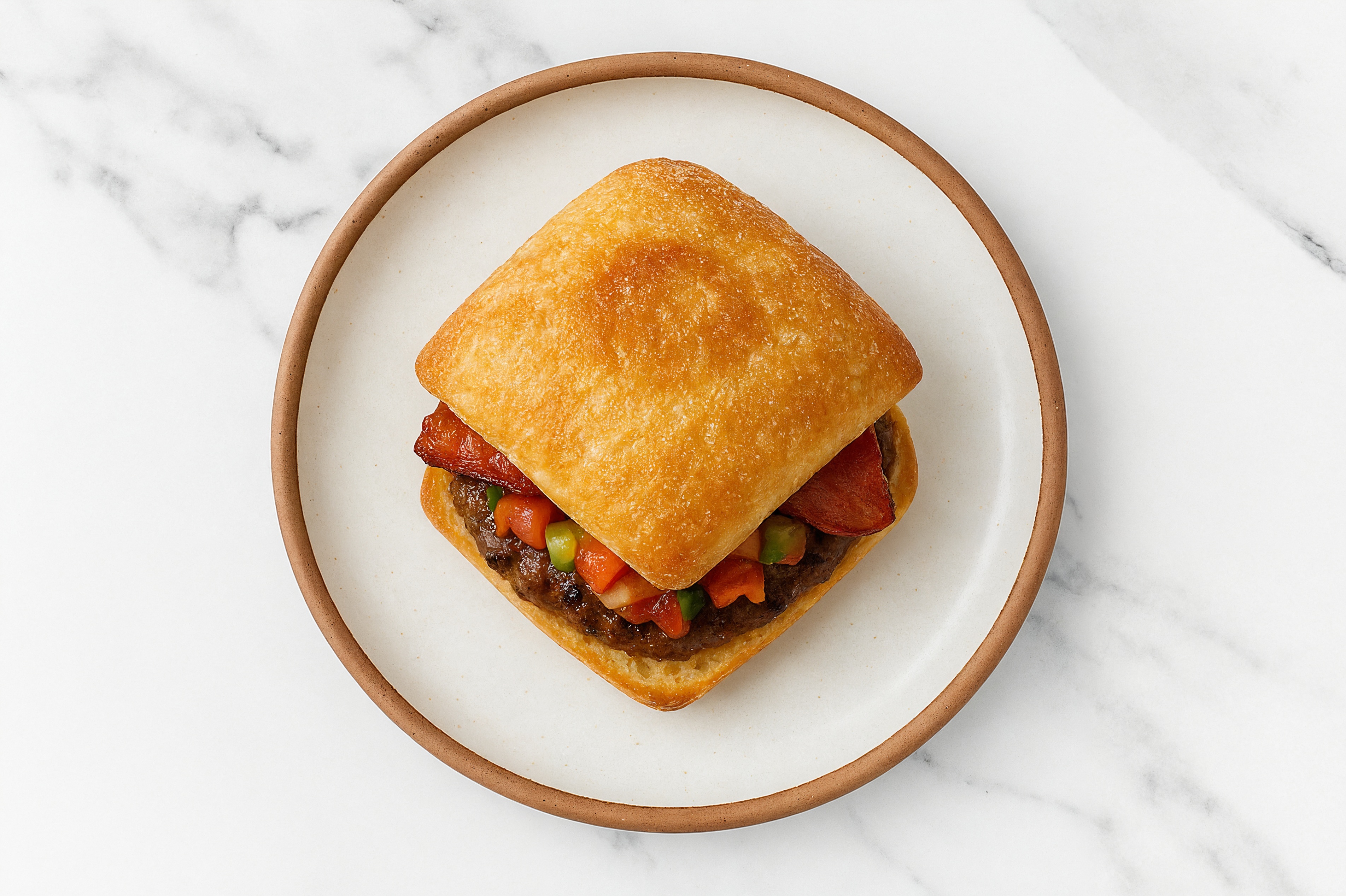 Lamb Burger on Ciabatta with Salsa & Turkey Bacon