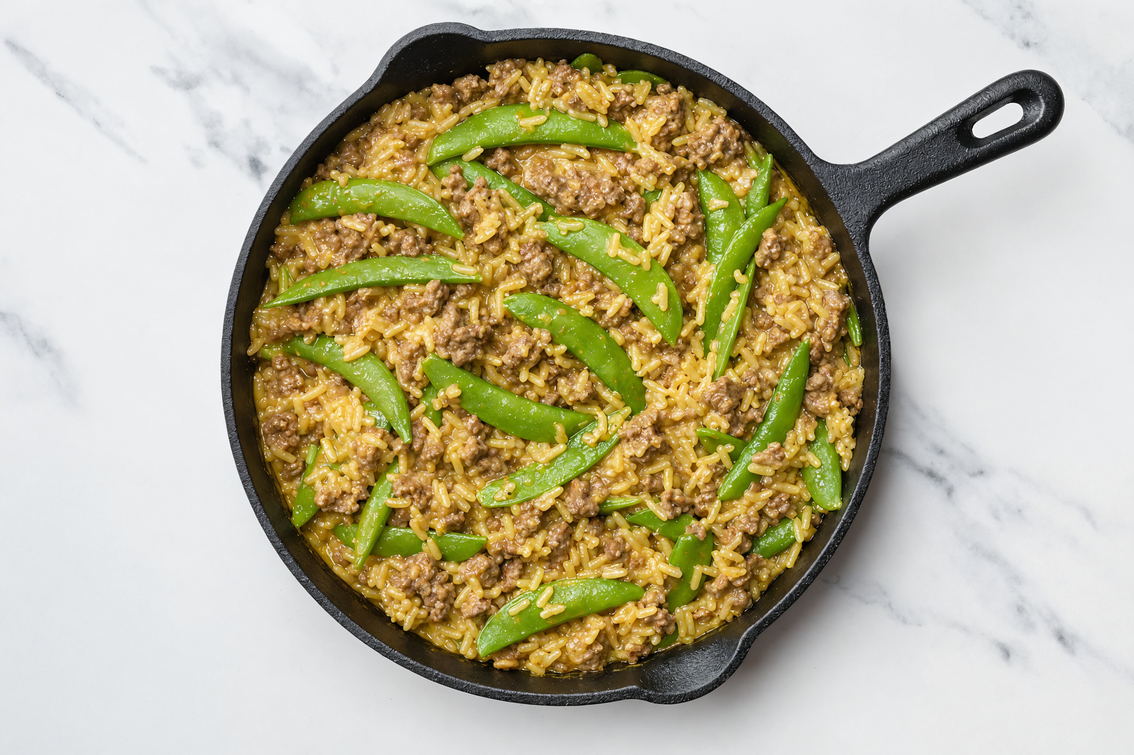 Curry Pea Snap + Ground 93/7 Lean Beef Stir-Fry