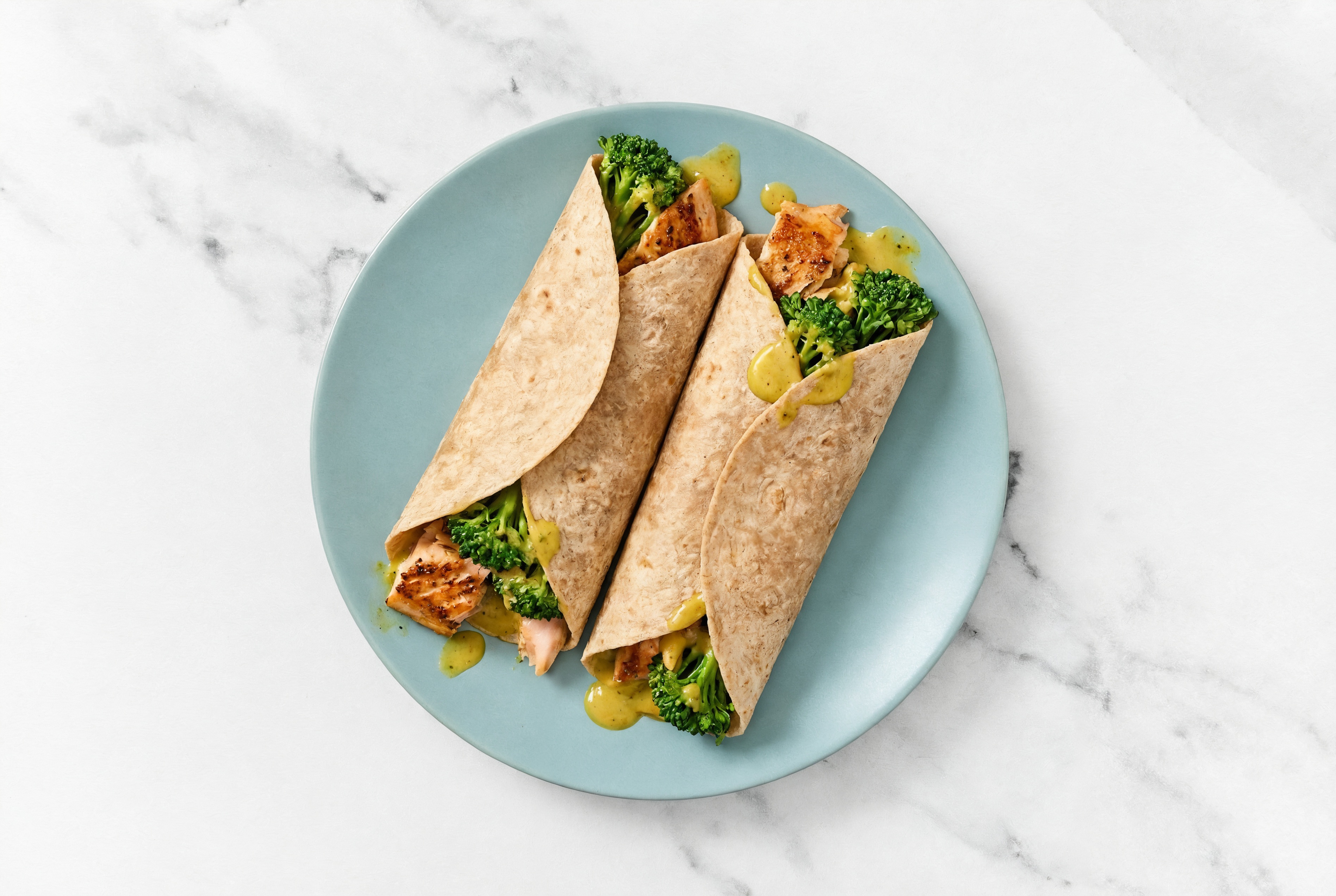 Whole Grain Curry Salmon + Baby Broccoli Wrap