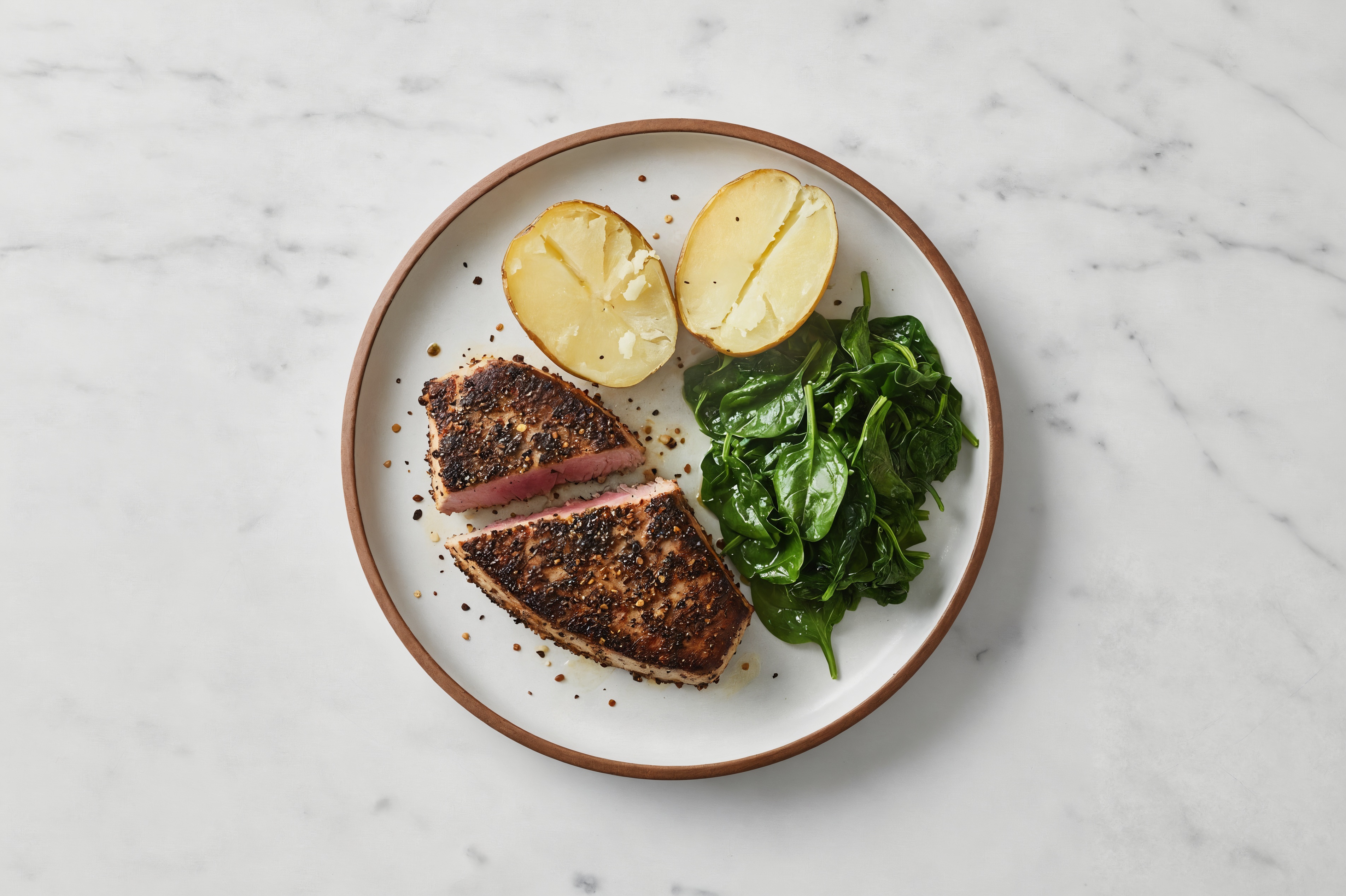 Blackened Tuna Steak + Baby Spinach