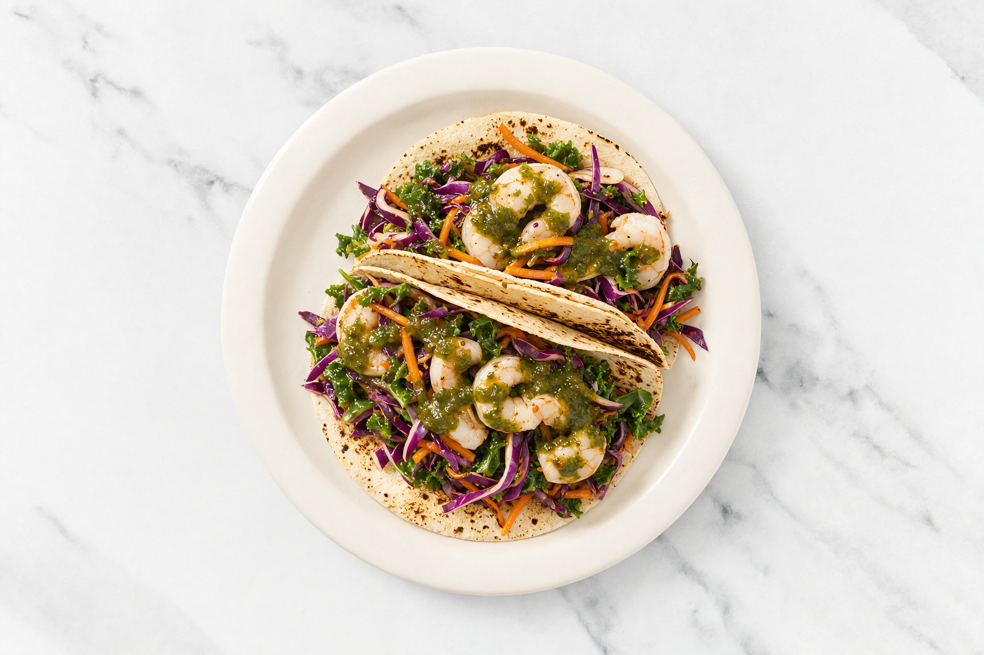 Zhoug Shrimp Tacos