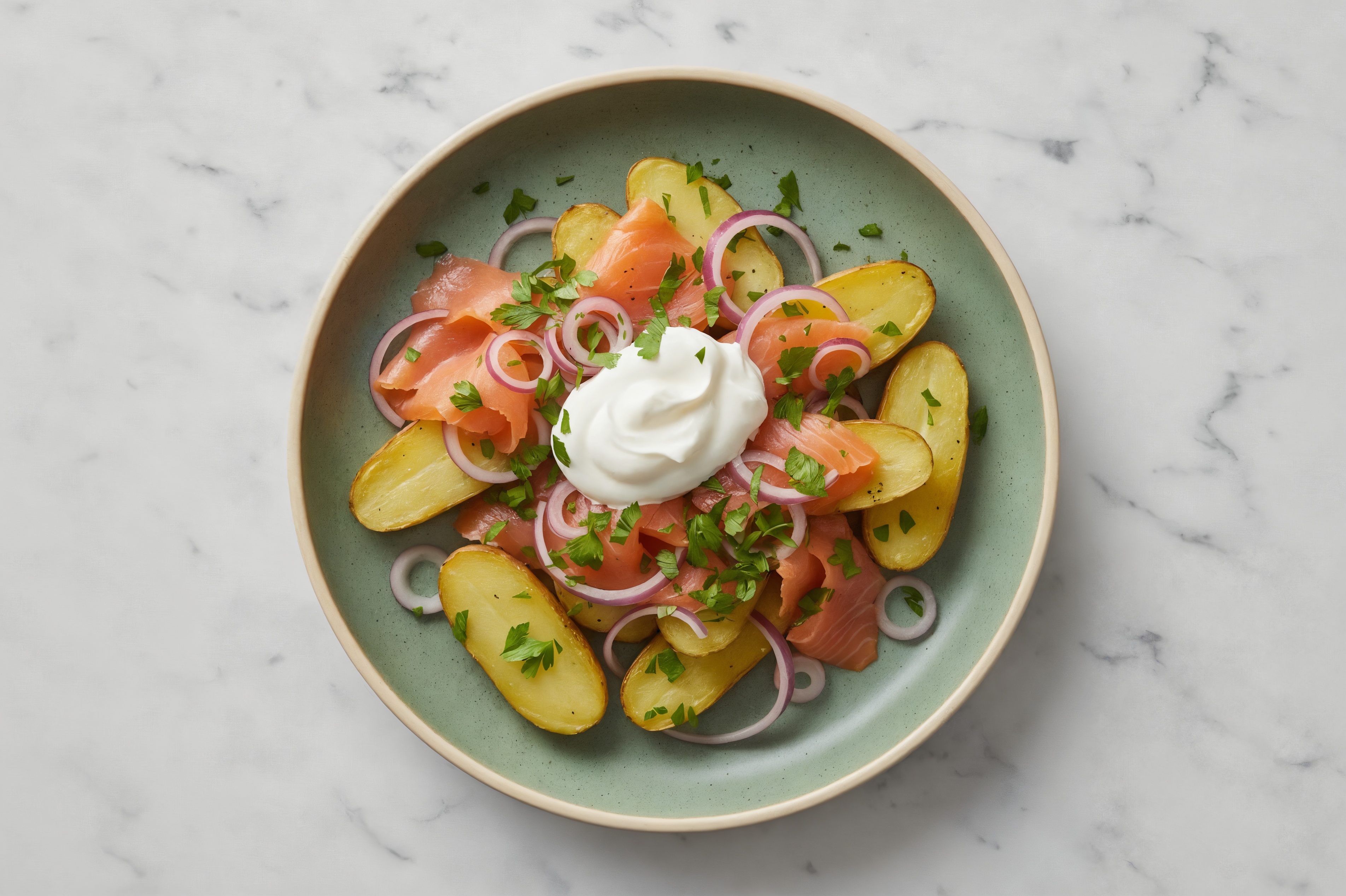 Smoked Salmon Loaded Roast Potatoes