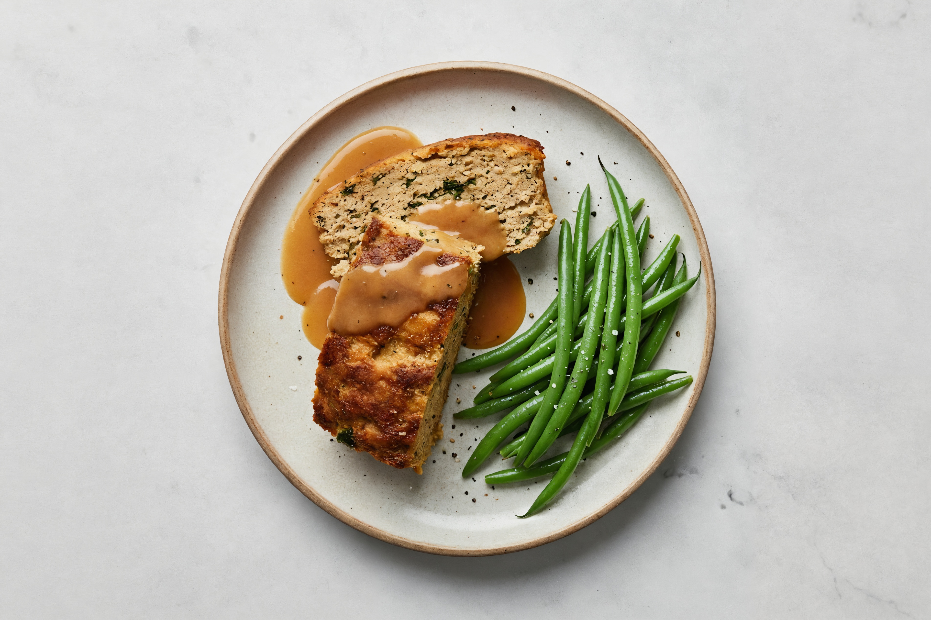 All-American Turkey Meatloaf + Organic Green Beans