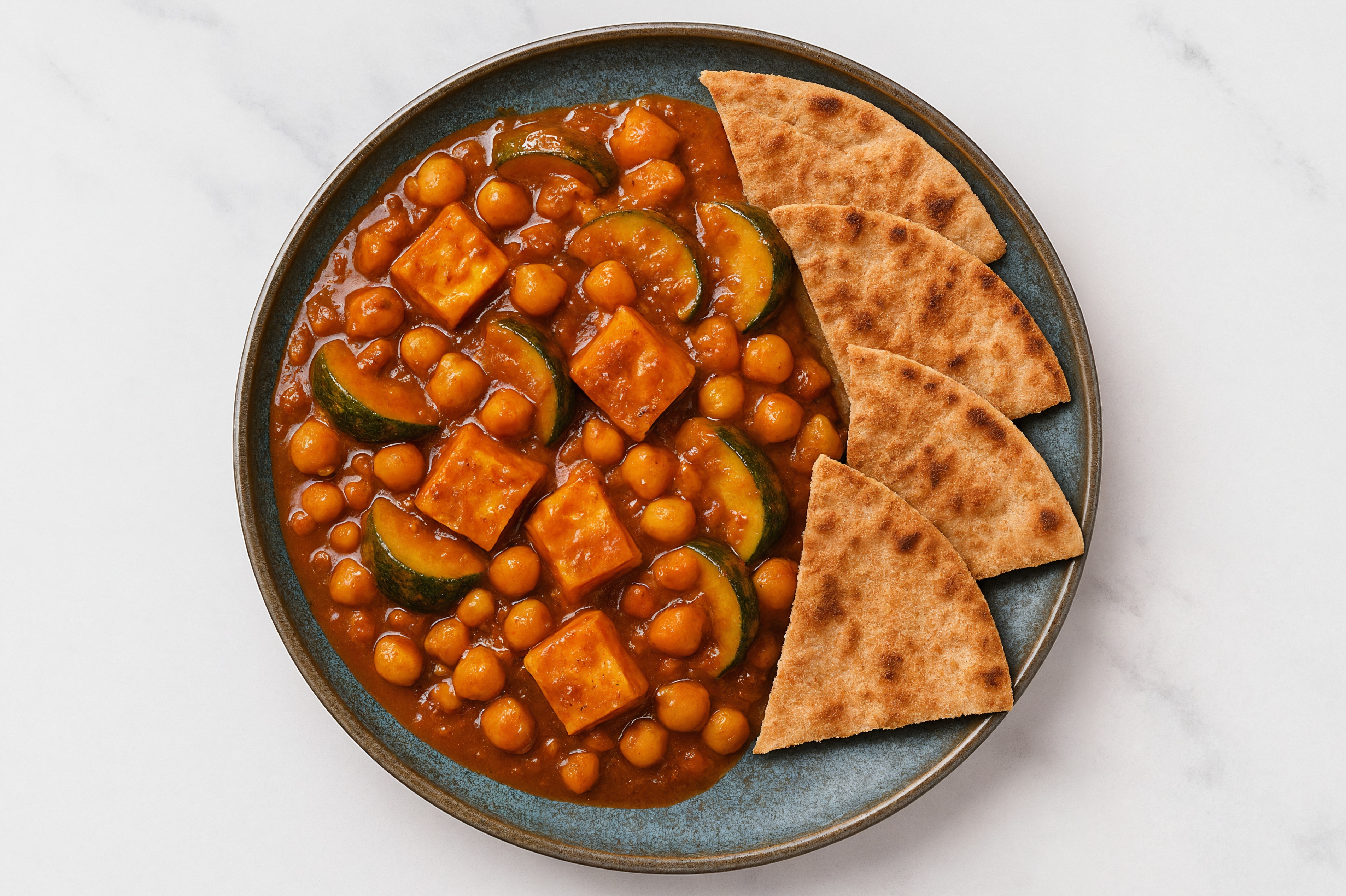  Chile Chickpea Soft & Creamy Paneer Vindaloo + Whole Grain Pita Pockets Wedges