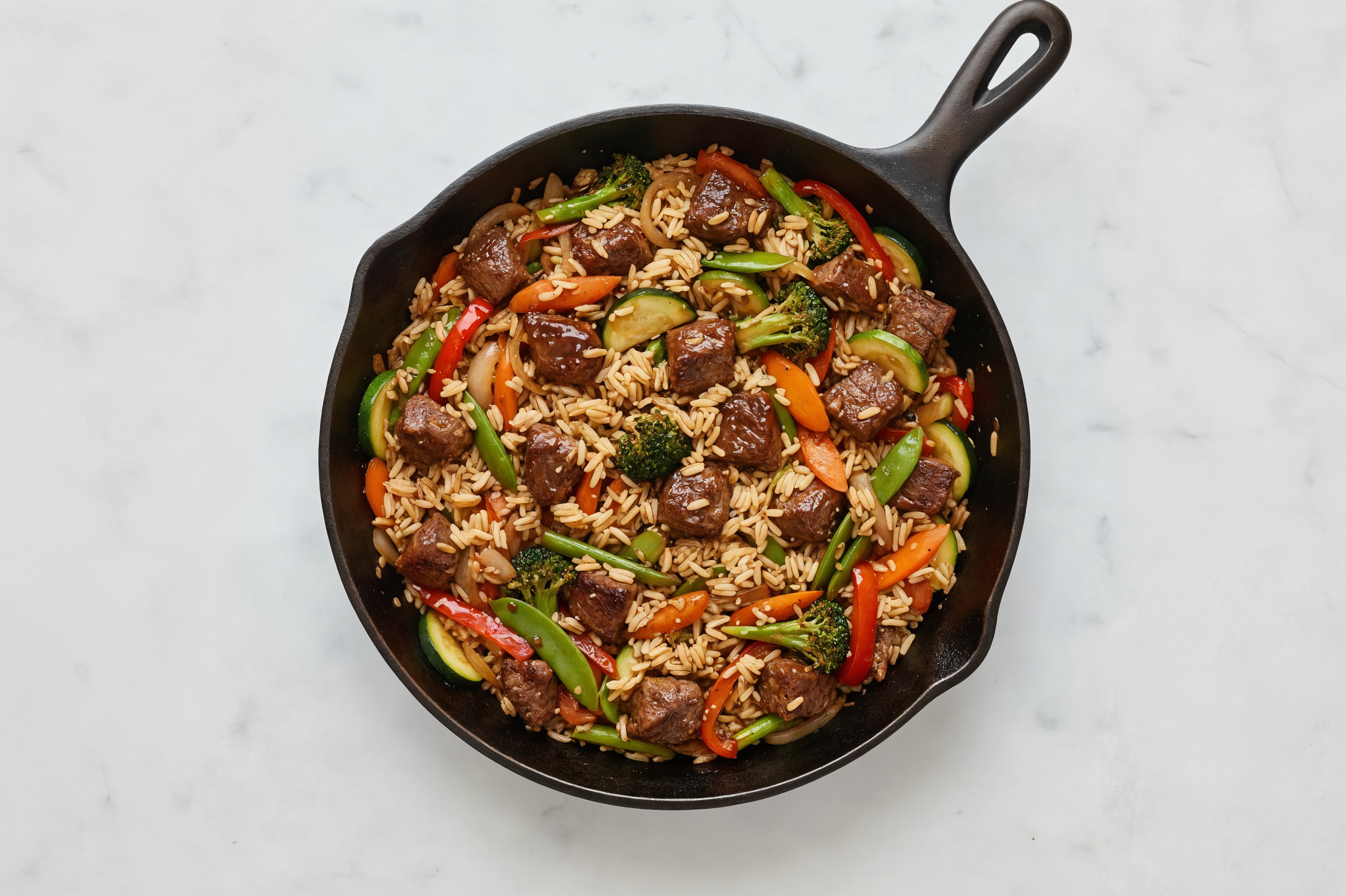 Japanese Bbq Veggie + Bison Stir-Fry with Long Grain White Rice