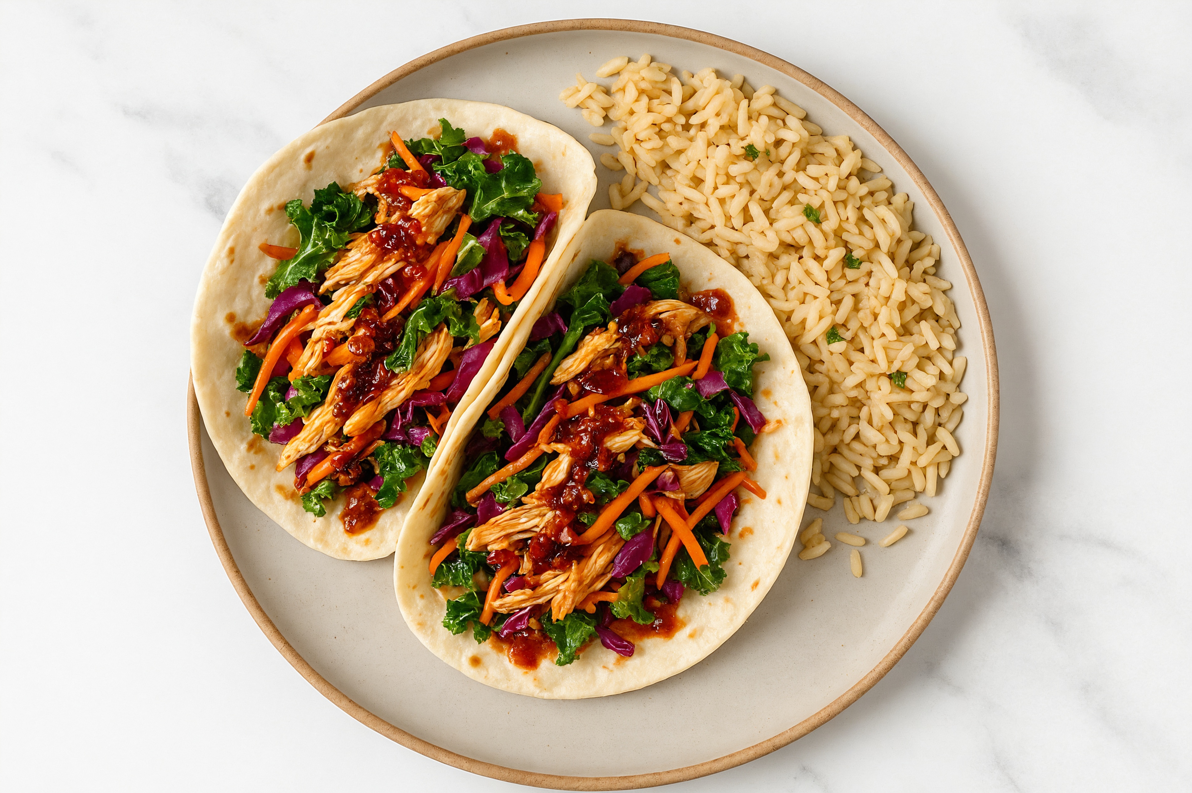 Chili Crisp Chicken Tacos + Cilantro Rice