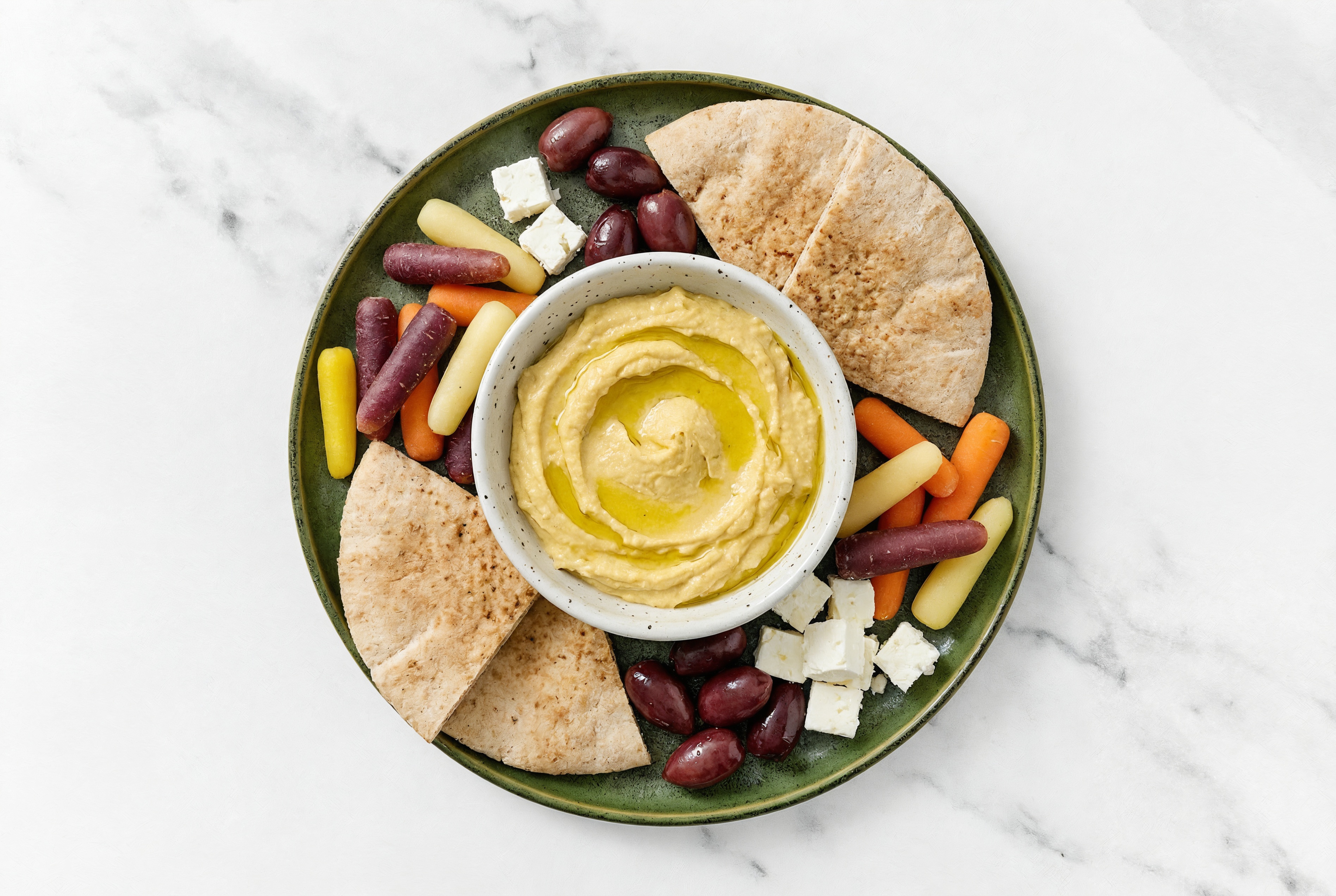 Feta, Onion Hummus + Olive Mezze