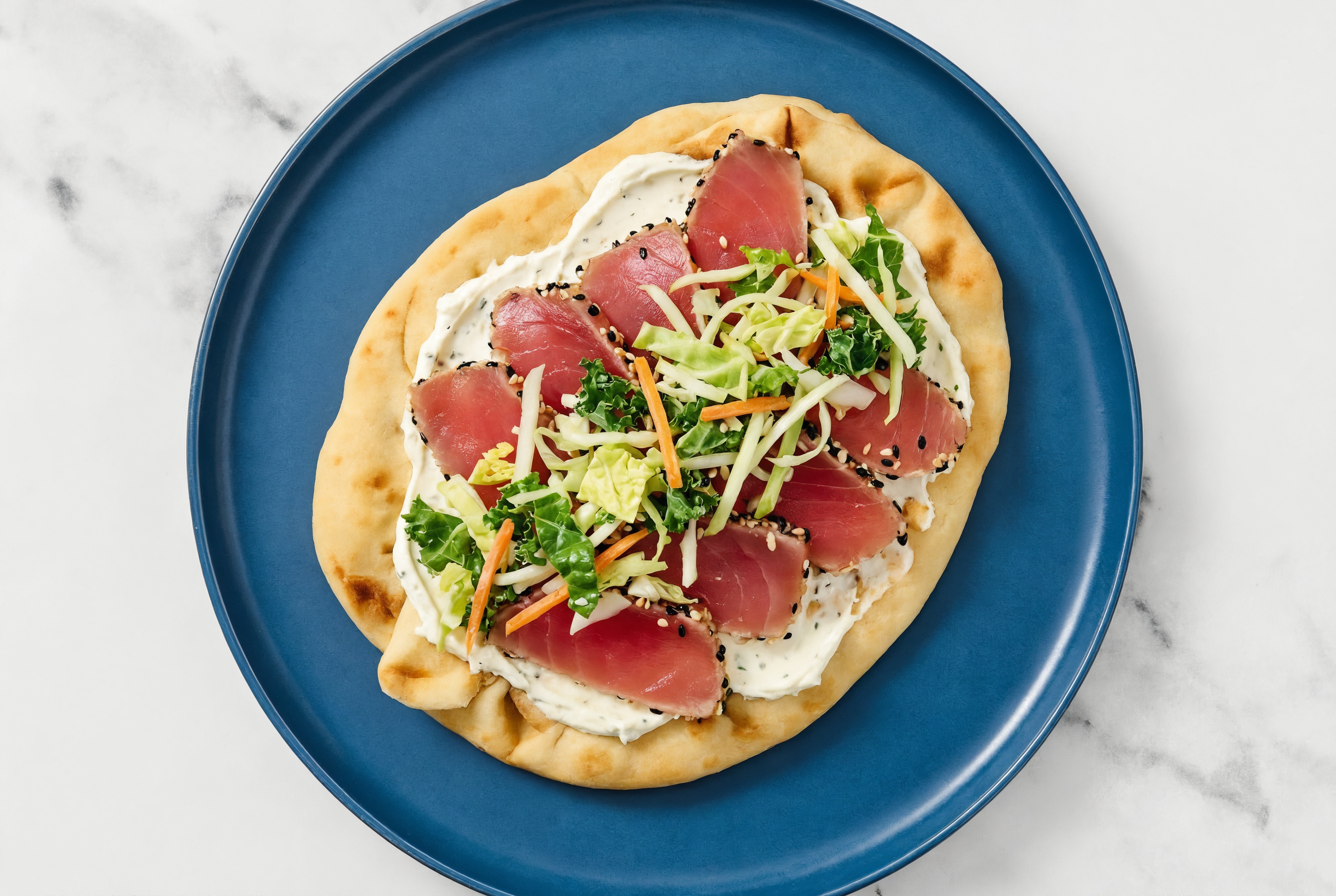 Veggie Cream Cheese + Tuna Flatbread