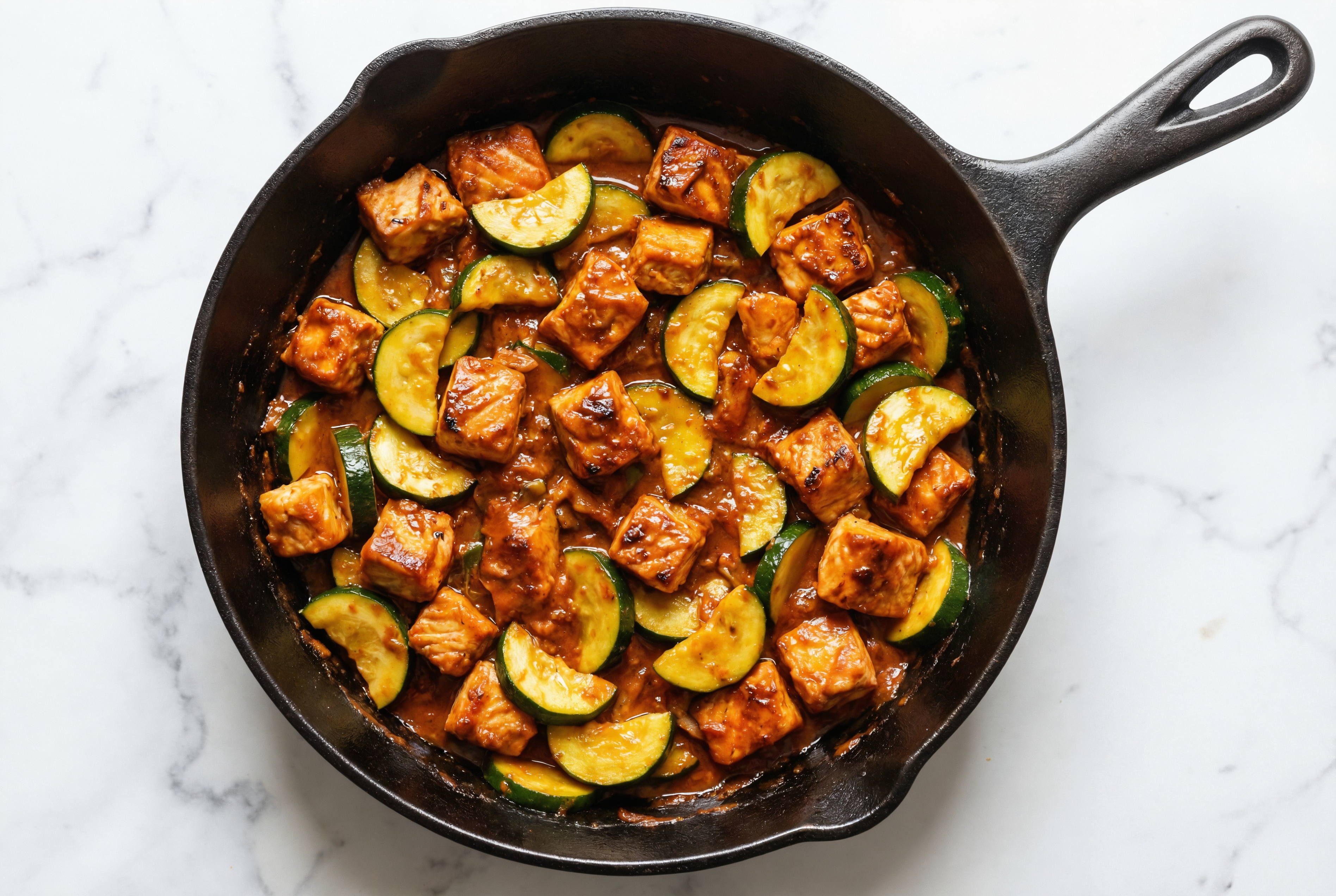 Tikka Masala Sockeye Salmon Stir-Fry with Zucchini