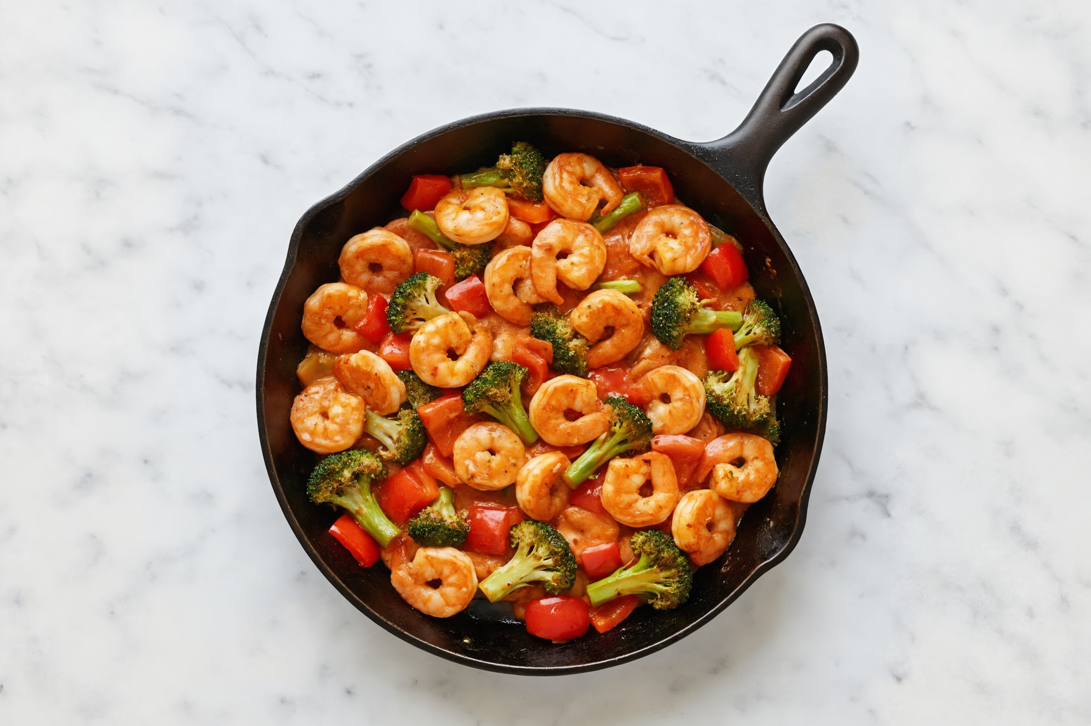 Herby Bang Shrimp with Broccoli Sauté with Red Bell Pepper
