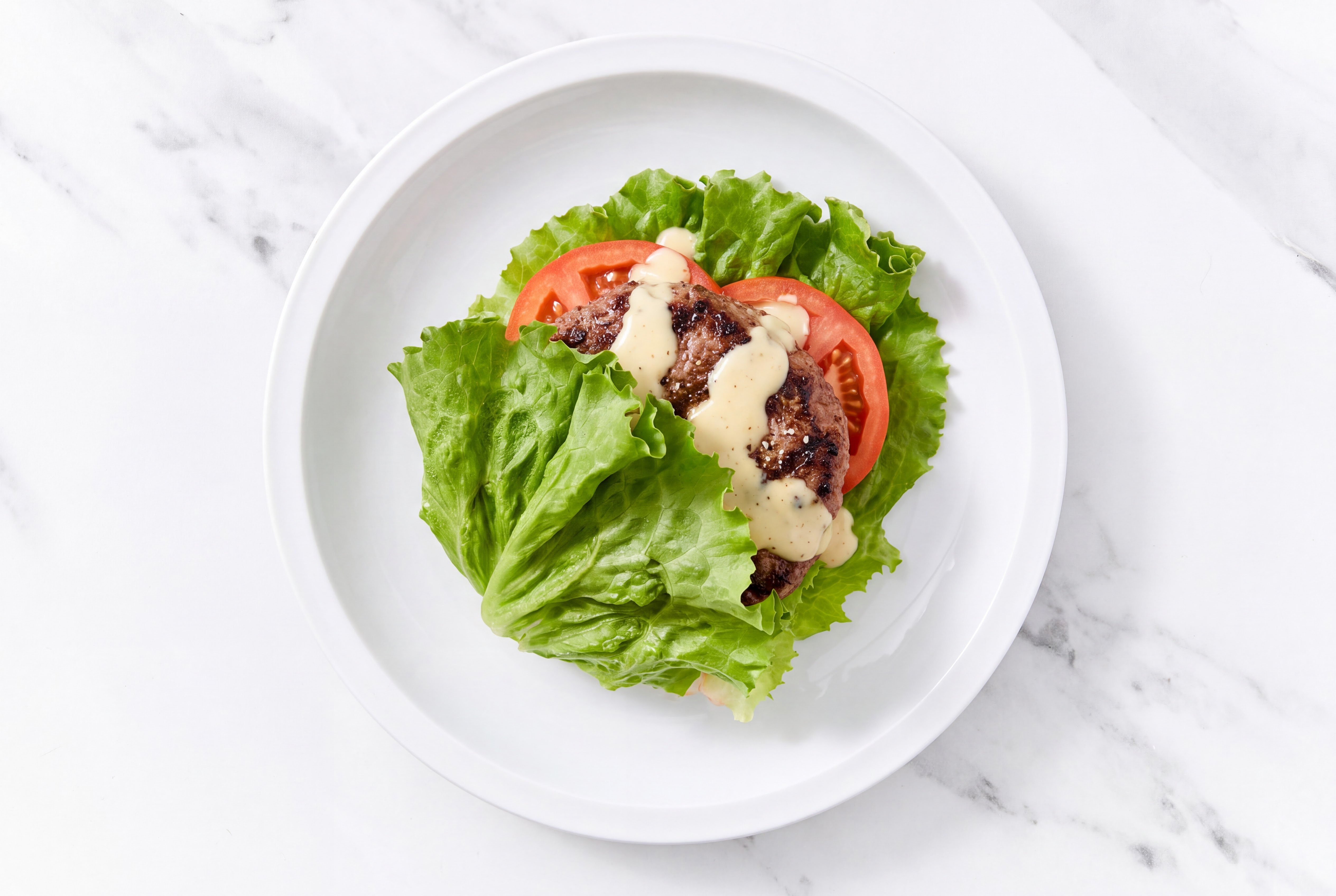 Protein-Style Miso Caesar Burger with Ground Beef Patties