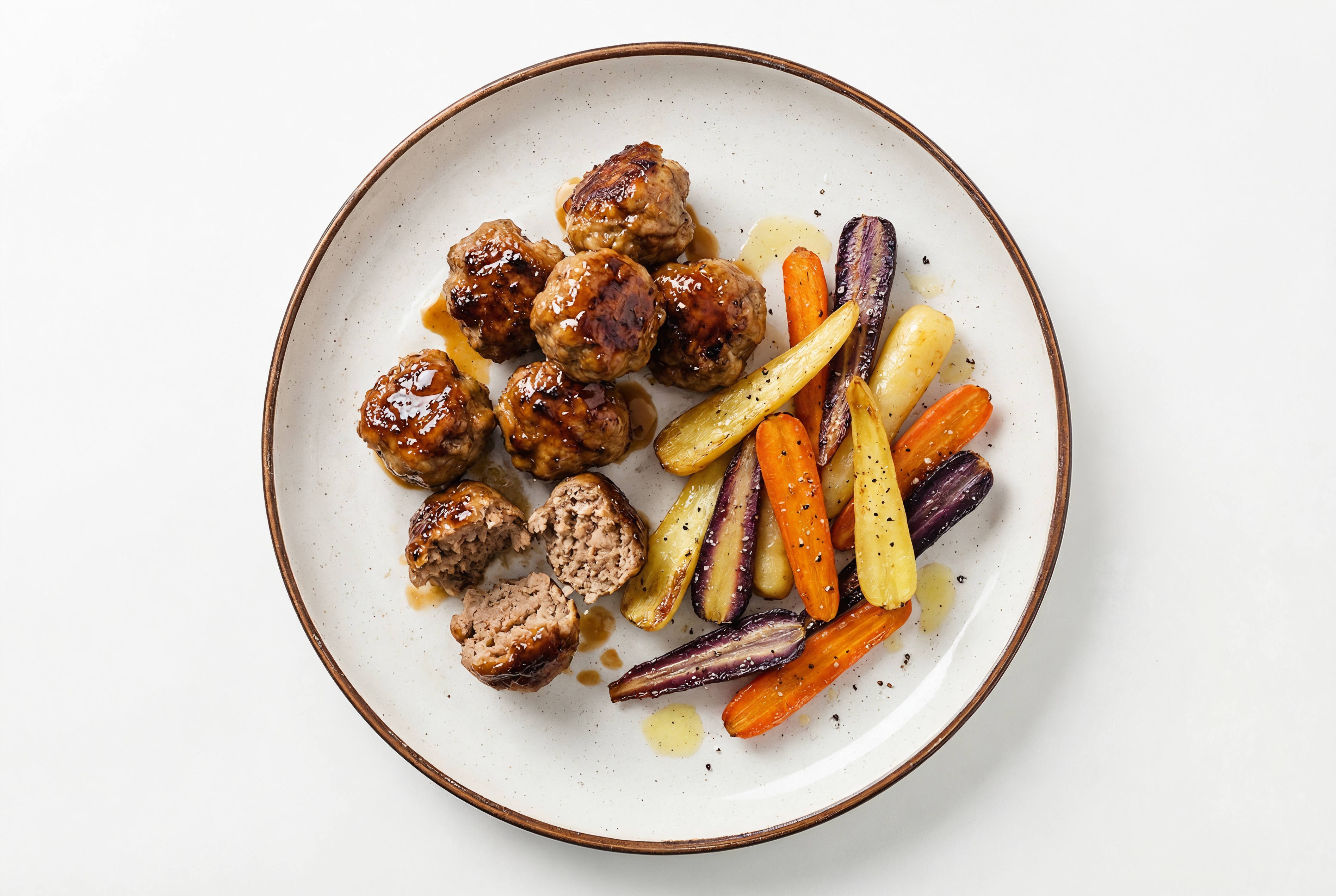 Teriyaki Baked Lamb Meatballs & Baby Carrots