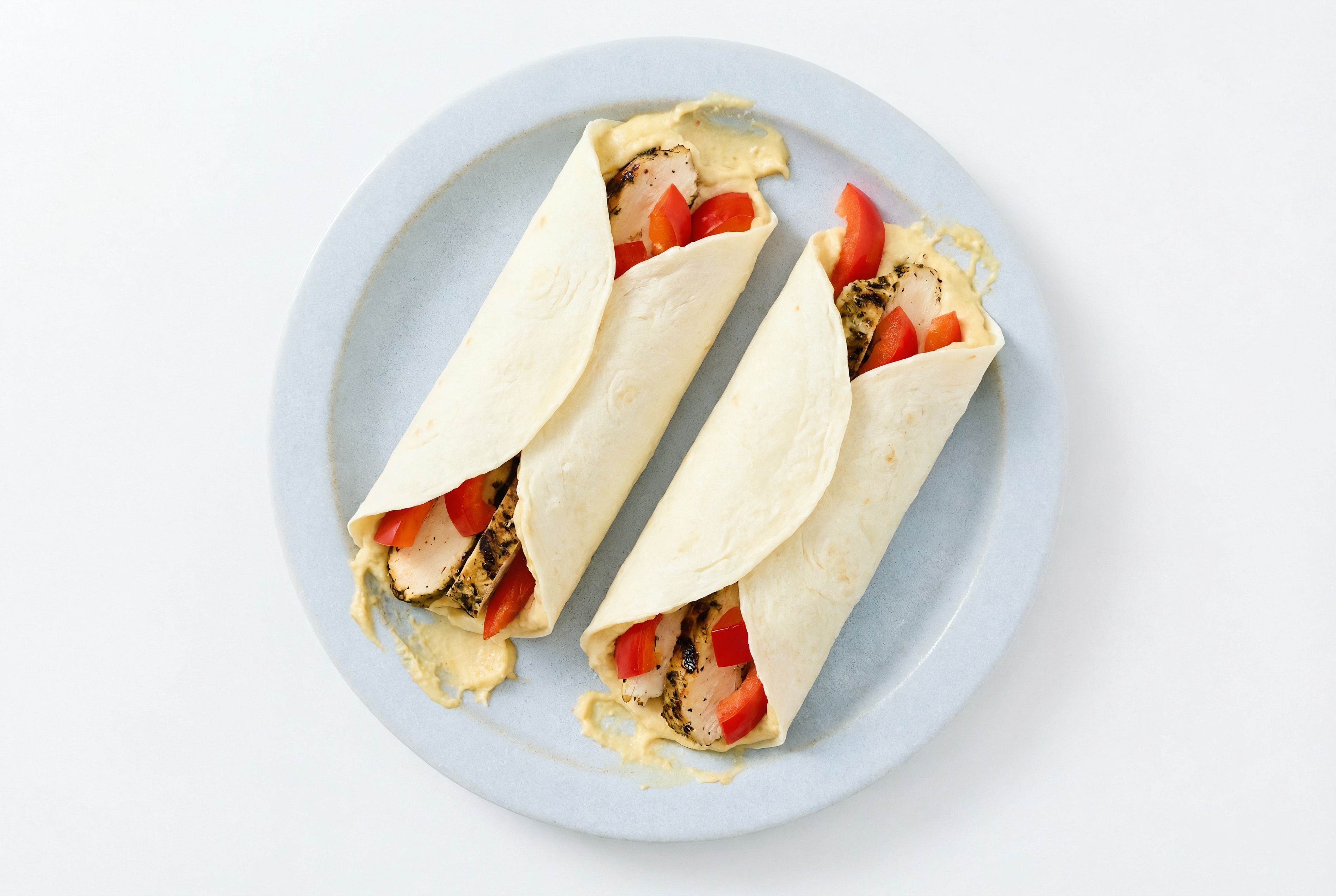 Lemony Mediterranean Grilled Chicken Breast + Organic Pepper Lemon Garlic Hummus Protein Wrap