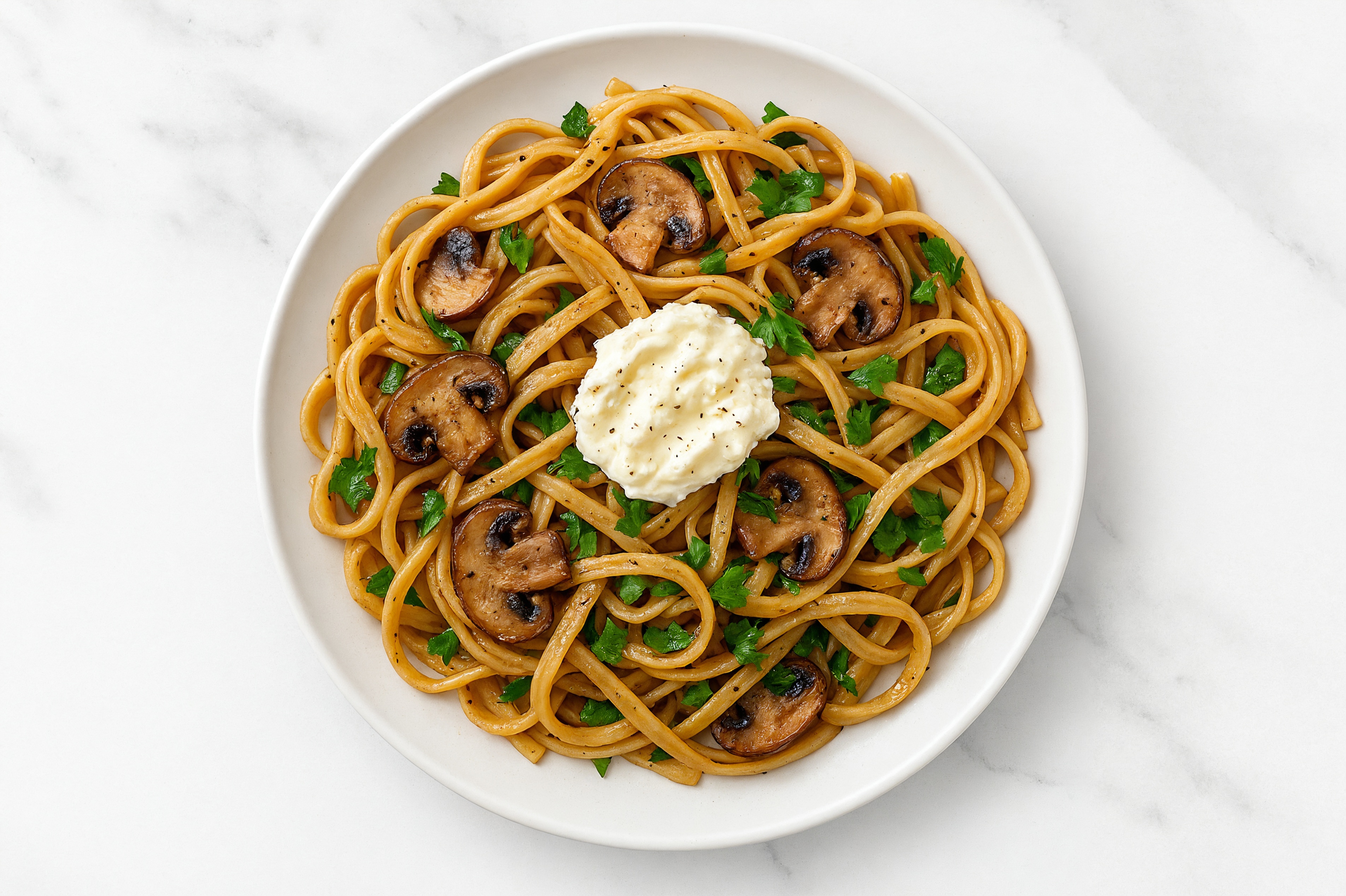 Mushroom Ricotta Linguine Pasta