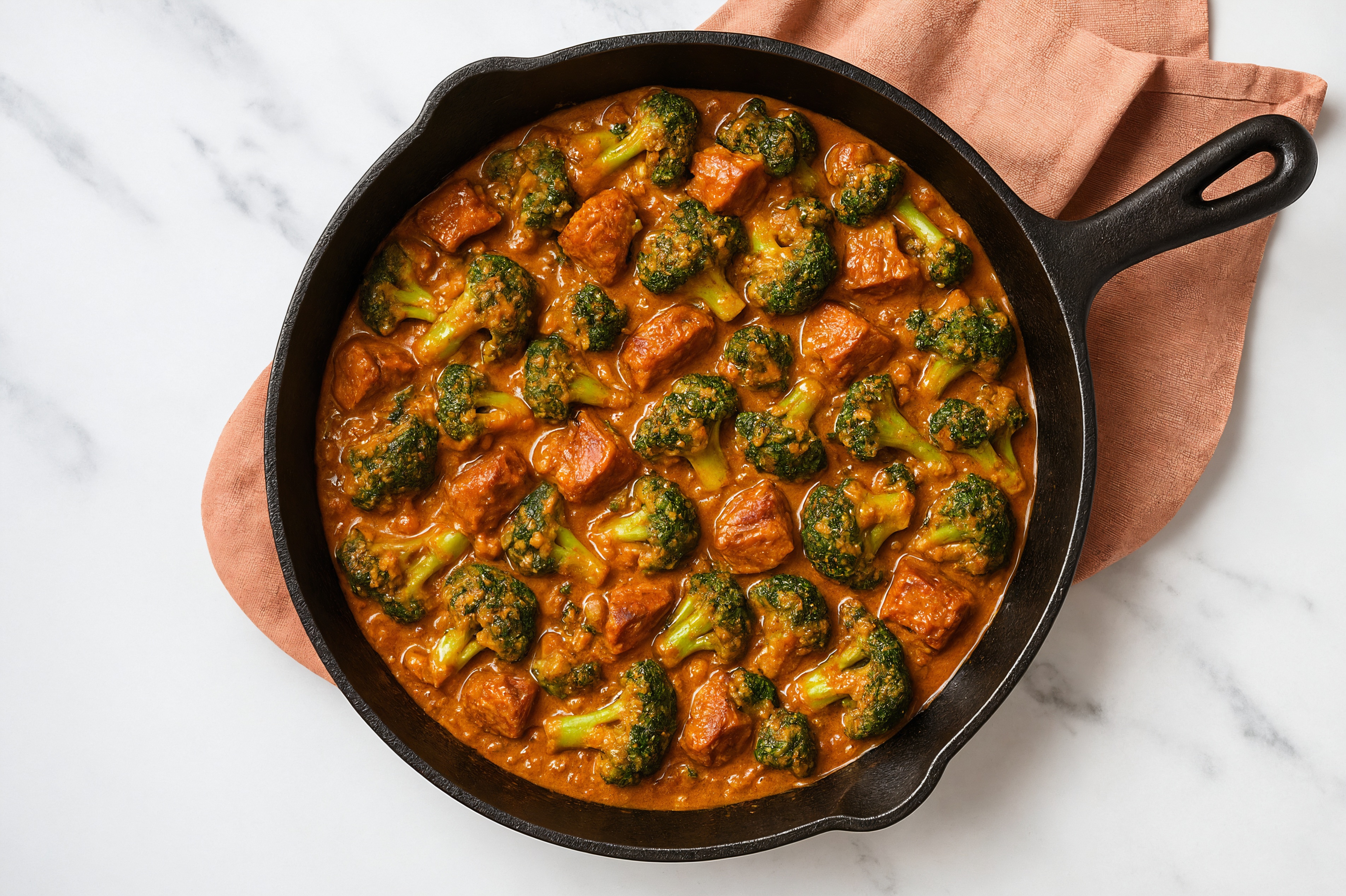 Tikka Masala Beef Sirloin Stir-Fry with Broccoli over Jasmine Rice