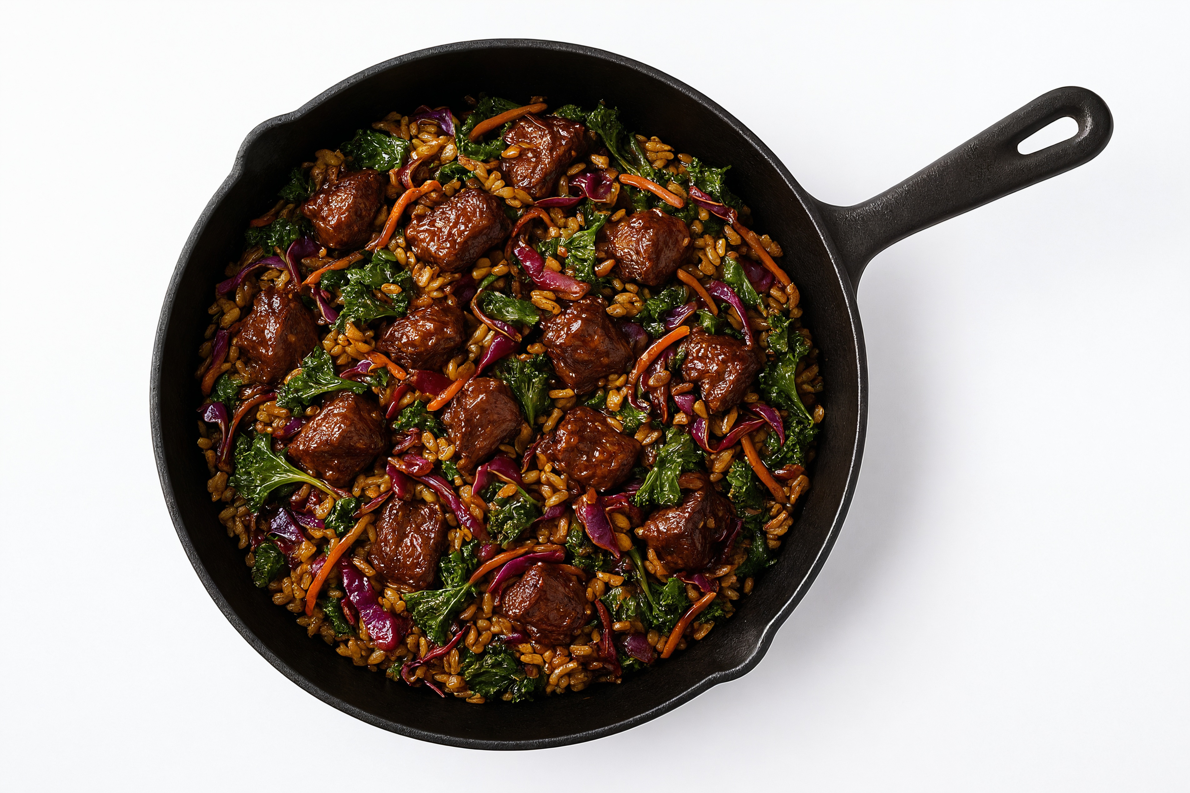 Japanese Bbq Rainbow Veggie + Bison Stir-Fry with Seasoned Jasmine Rice