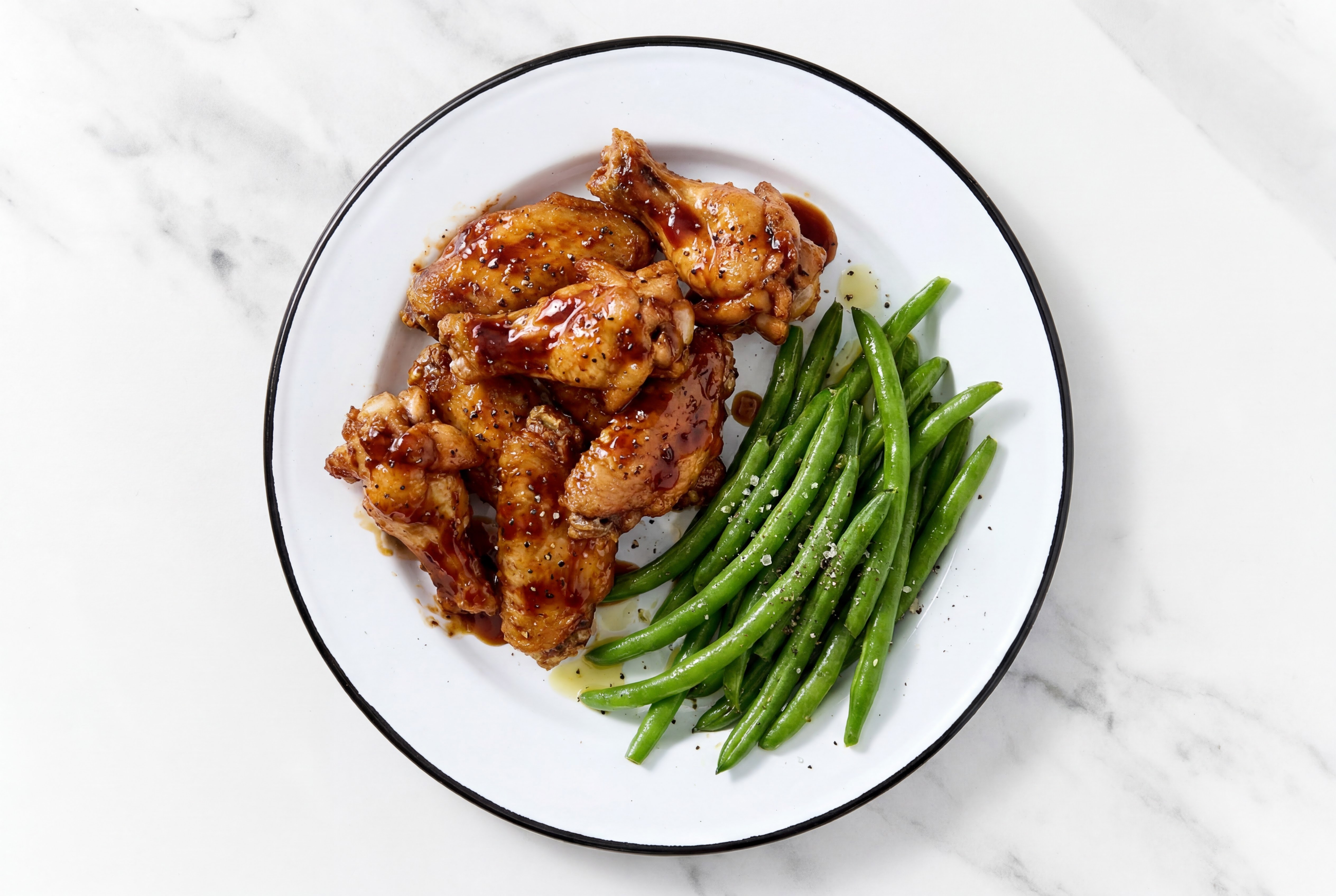 Japanese BBQ Chicken Wings + Green Beans