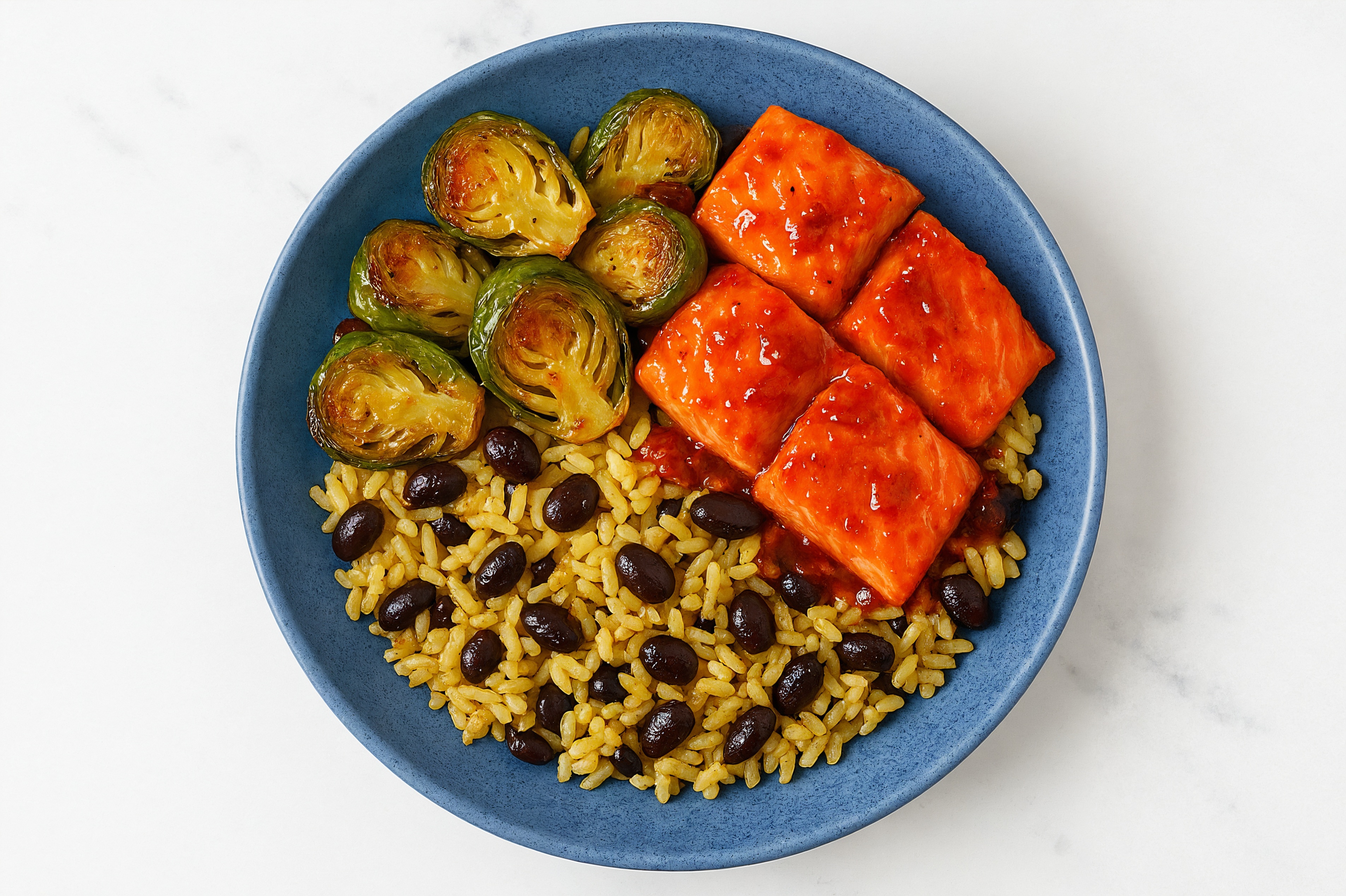 Rustic Air Fryer Sweet Chili Salmon + Whole Brussels Sprouts