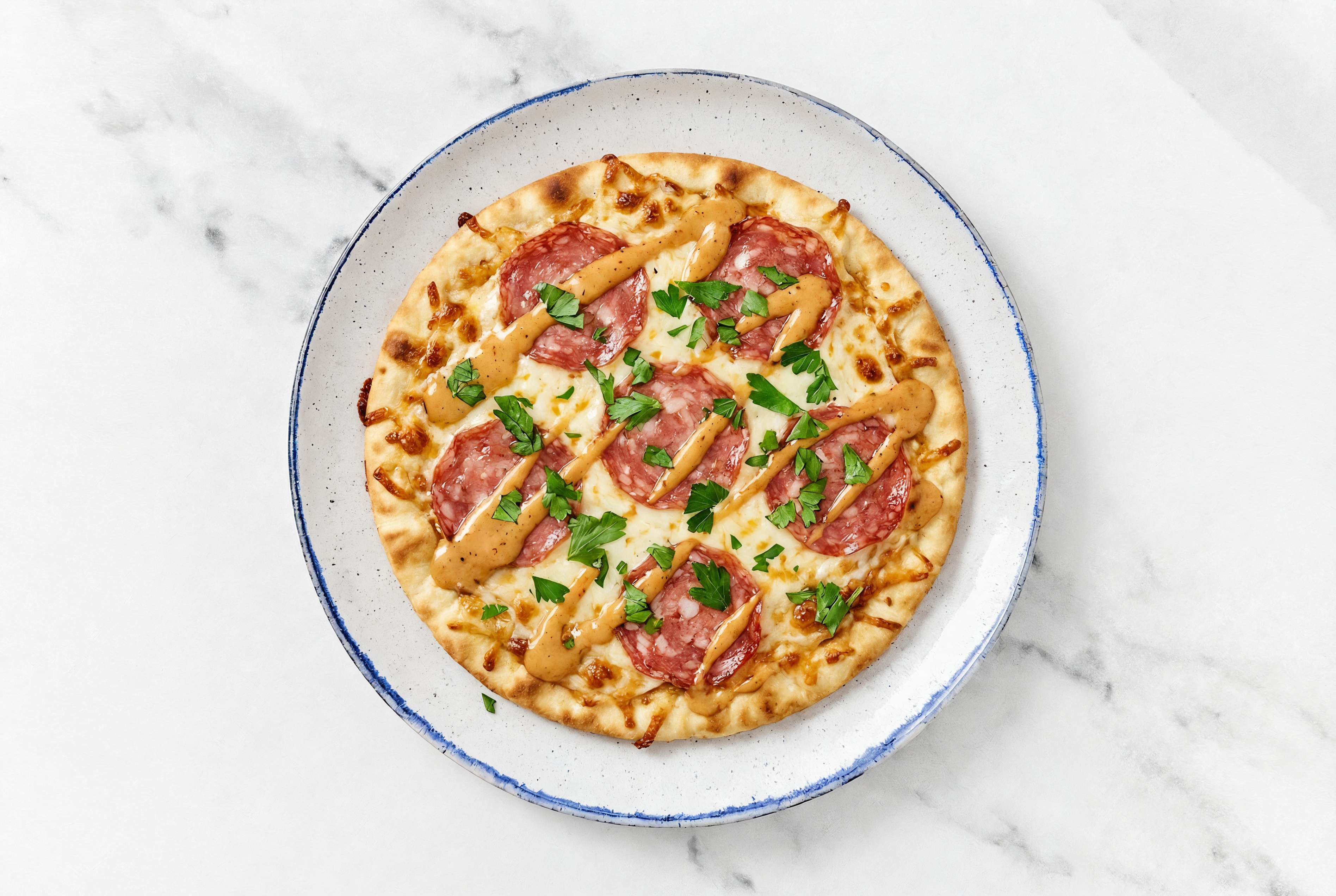 Cheesy BBQ + Salami Gluten Free Pizza Flatbread