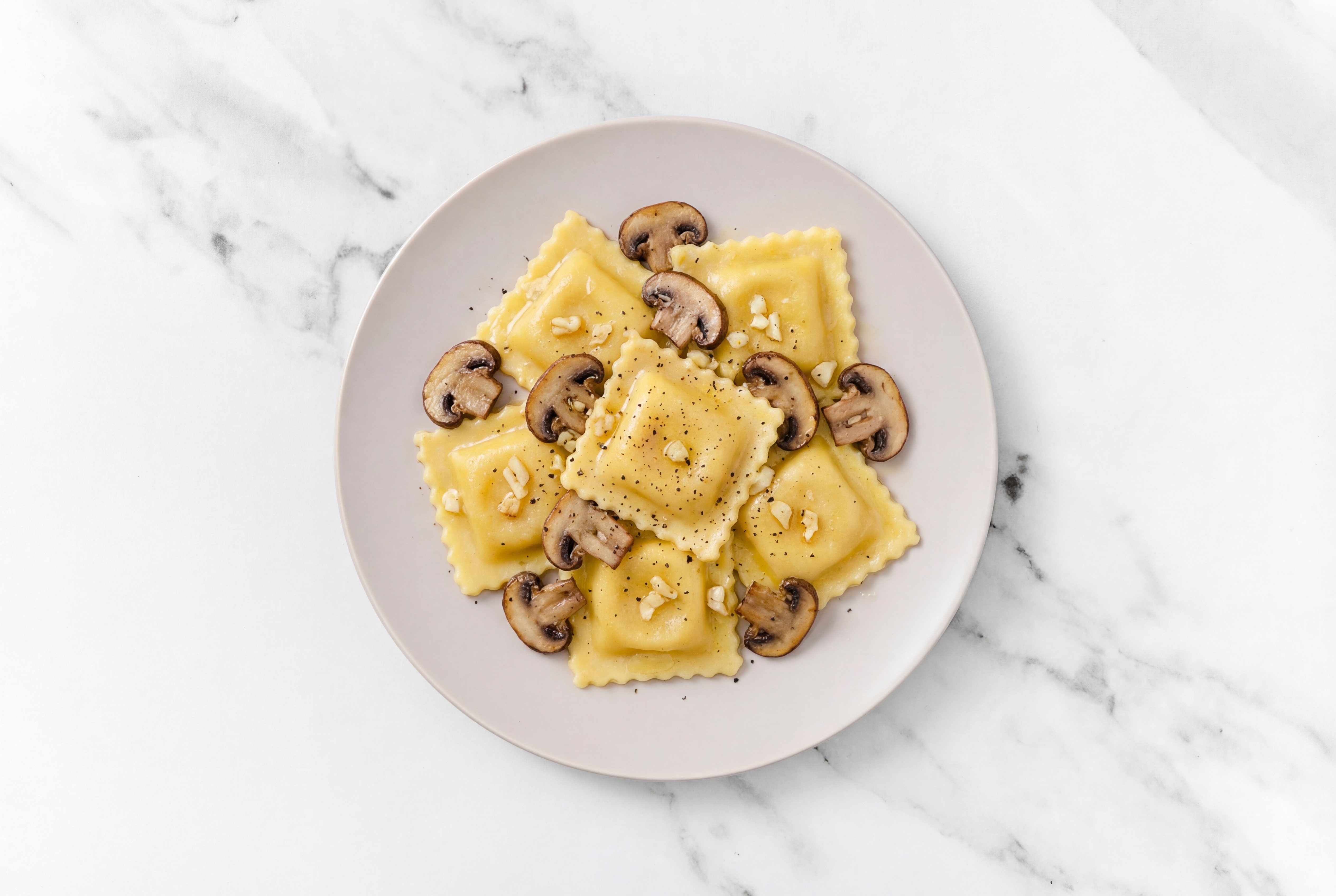 Garlic Butter Mushroom Butternut Ravioli