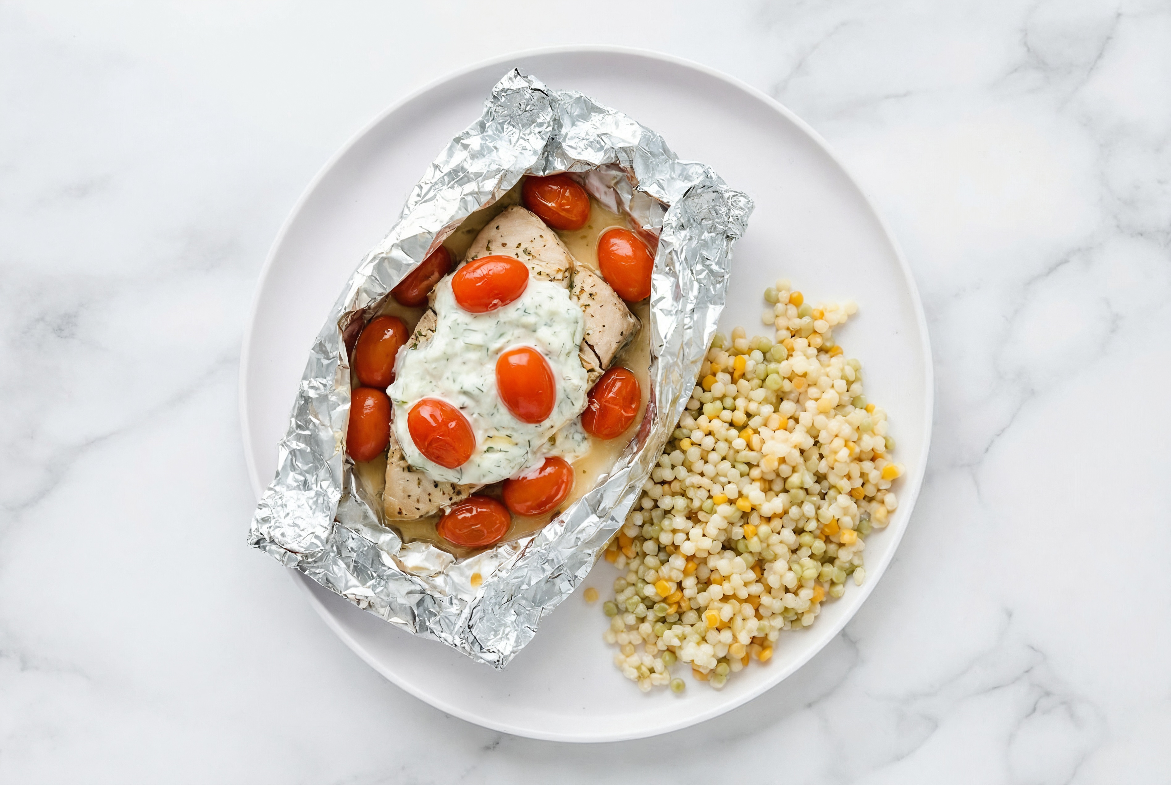 Easy-Cleanup Tzatziki Tuna + Couscous