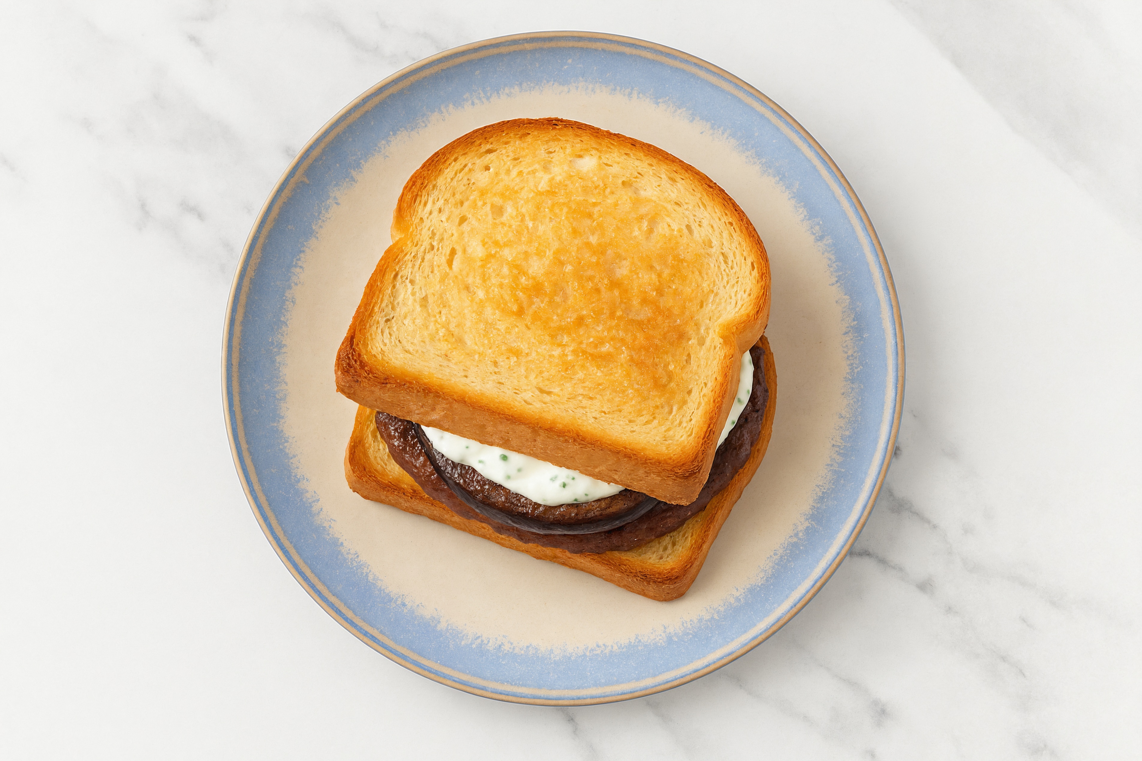 Portabella Wagyu Beef Burger on GF Bread with Cucumber Tzatziki