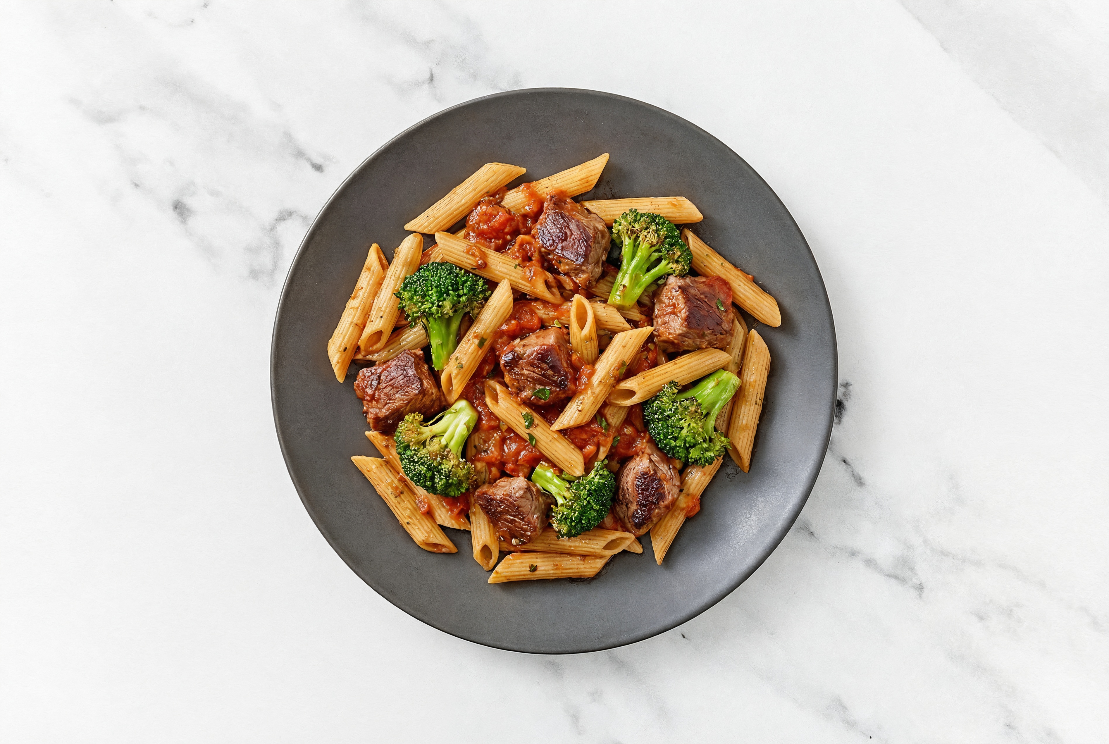 Tomato Marinara Penne with Lamb & Broccoli