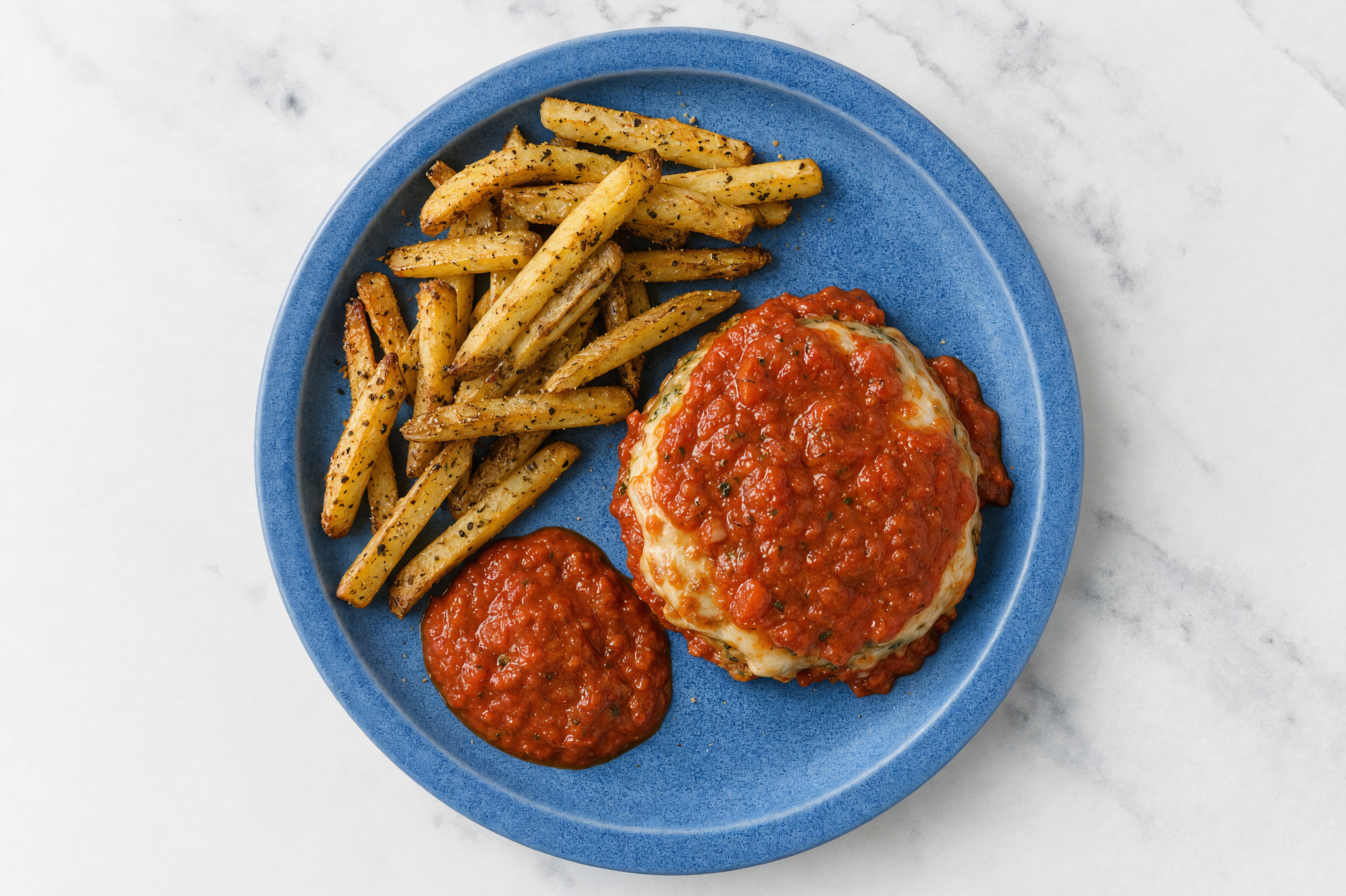Turkey Parm Burger + Pizza Fries