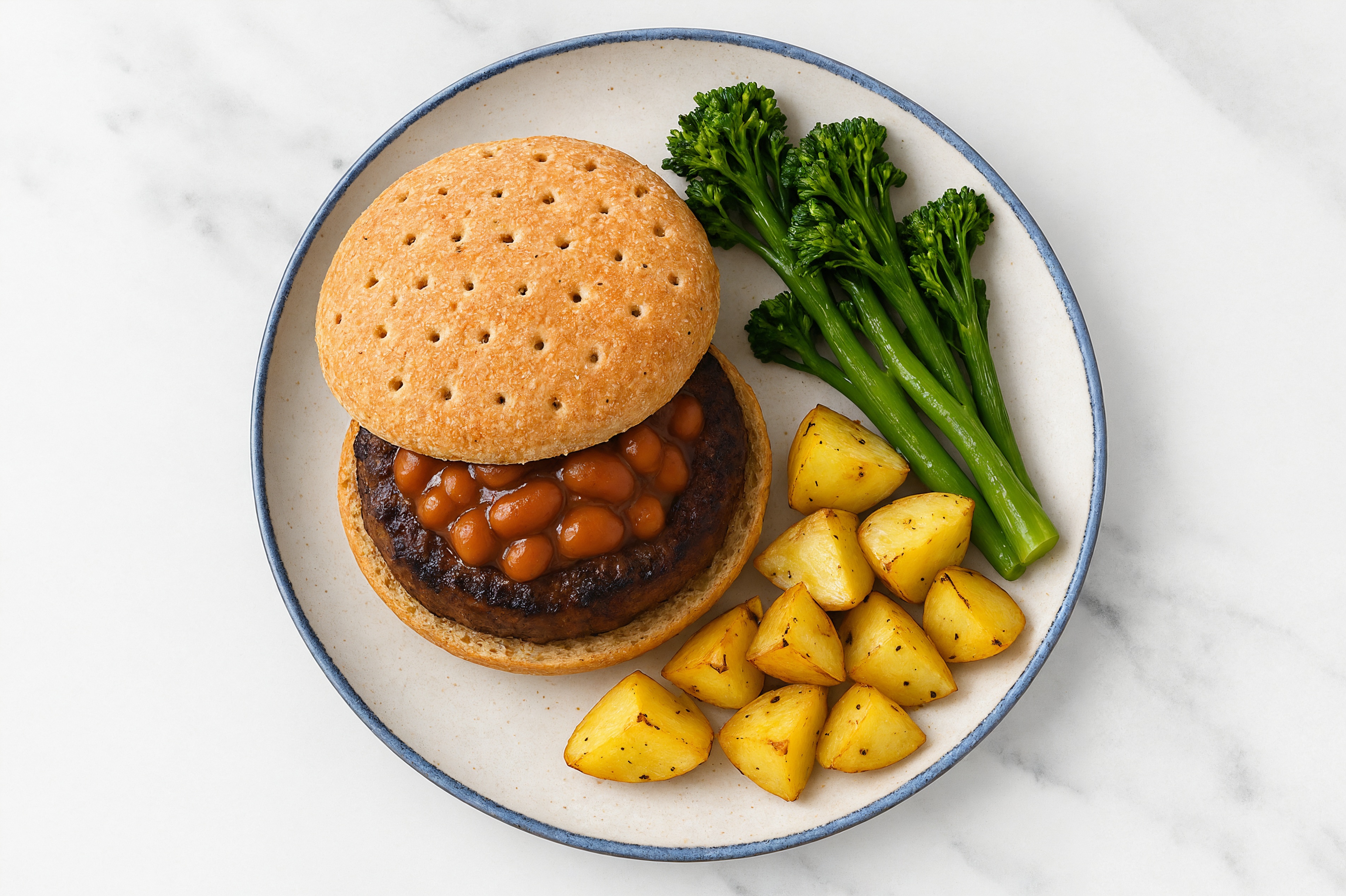 Herby Texas Cowboy Burger with Broccoli