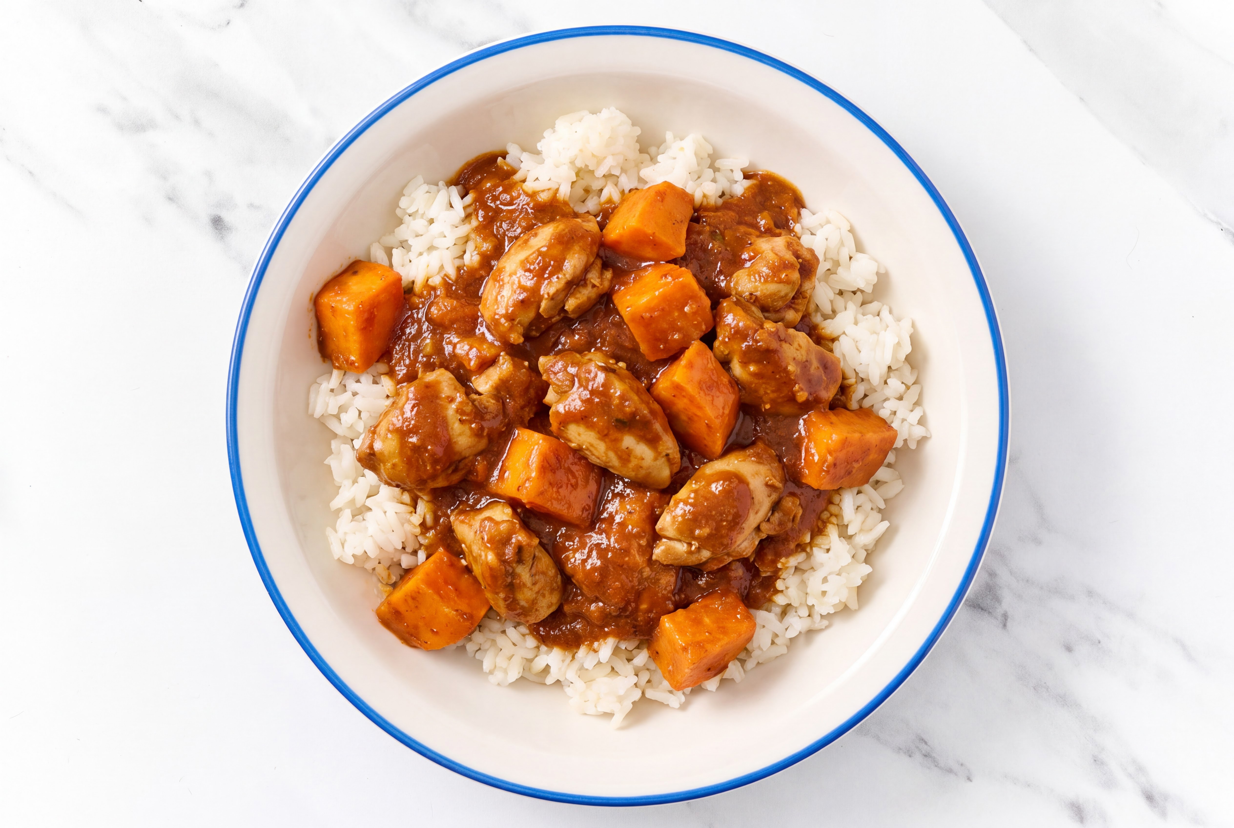 Chicken Sweet Potato Vindaloo over  Rice