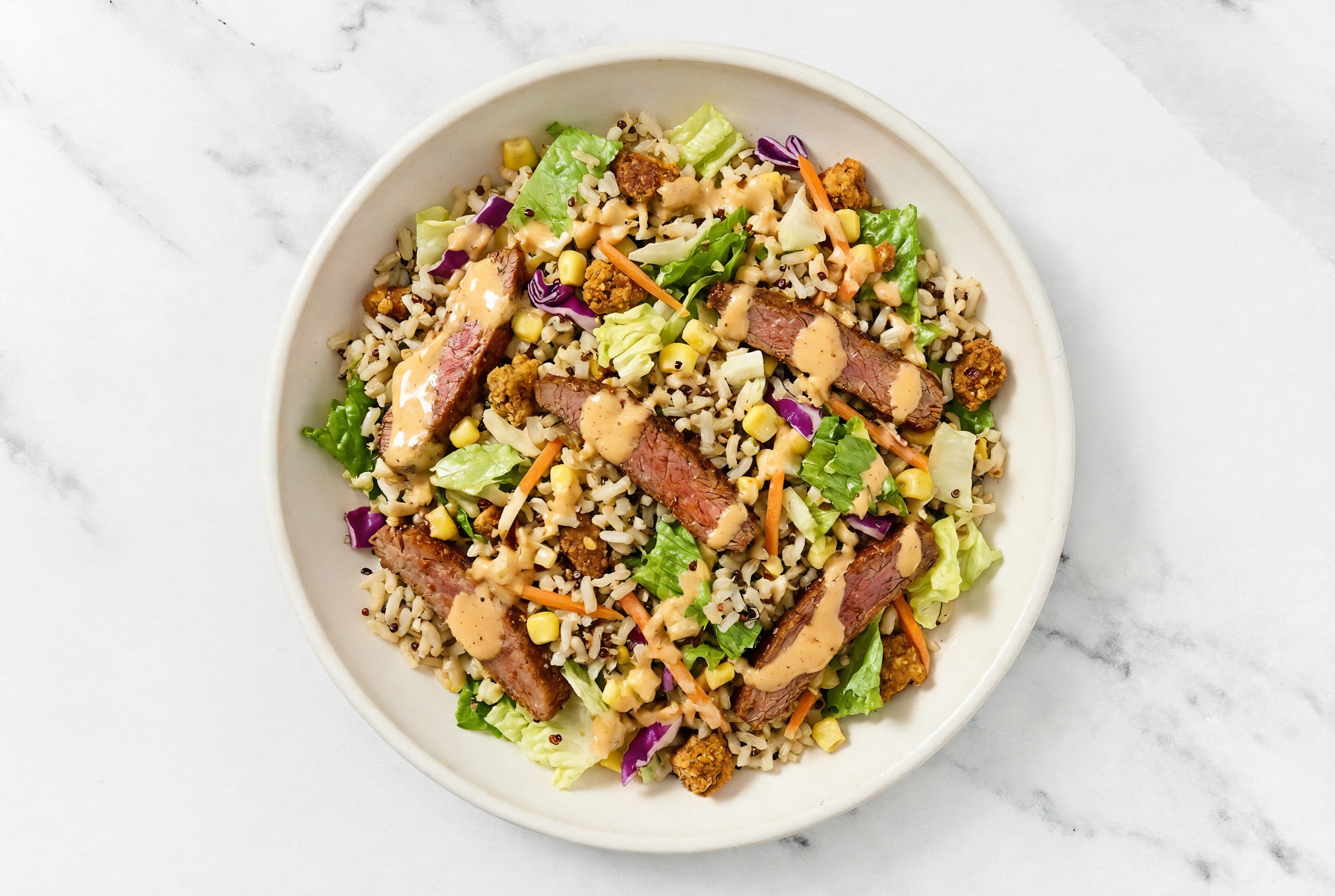 Street Corn Flank Steak Grain Bowl